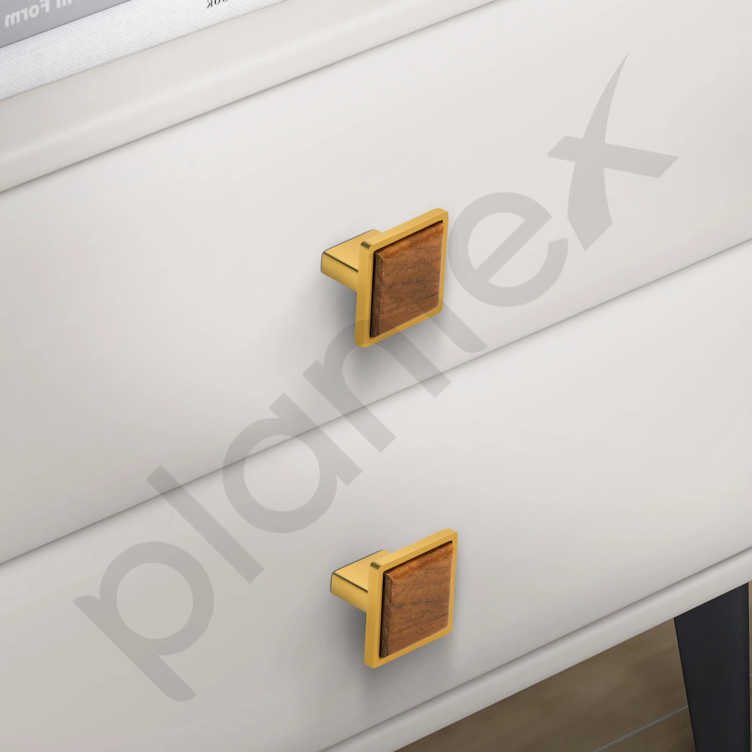 Plantex Knobs for Drawer | Kitchen Cabinet Knobs | Pulls Handles Knobs for Wardrobe, Kitchen | Square Drawer Pulls and Knobs- Pack of 1 (Gold & Wood) - Image 6