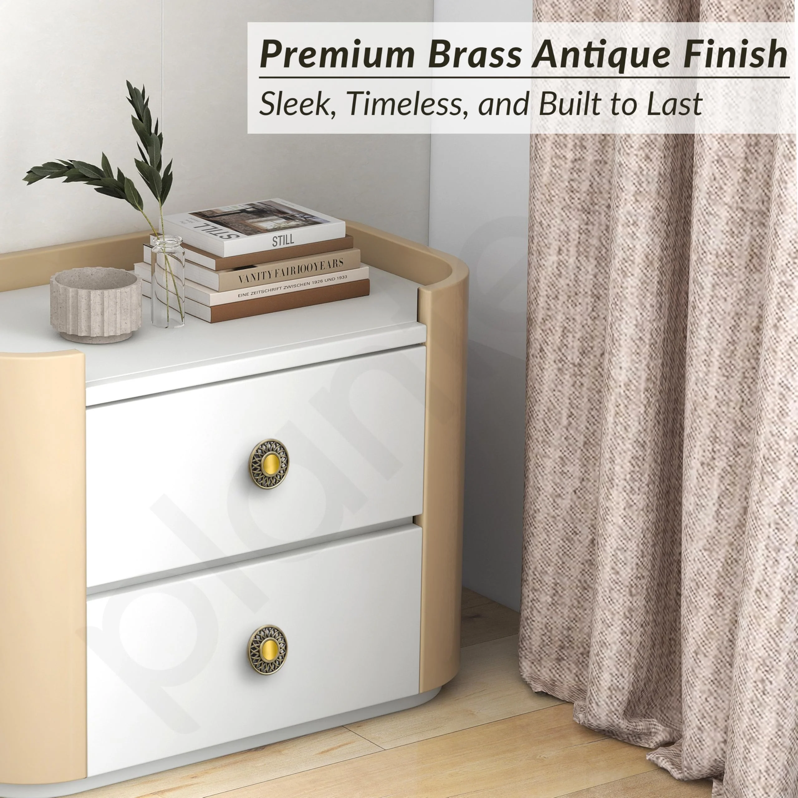Plantex Knobs for Drawer/Pull-Push Drawer Knobs for Kitchen/Bedroom/Drawers - Pack of 3 (Brass Antique) - Image 5