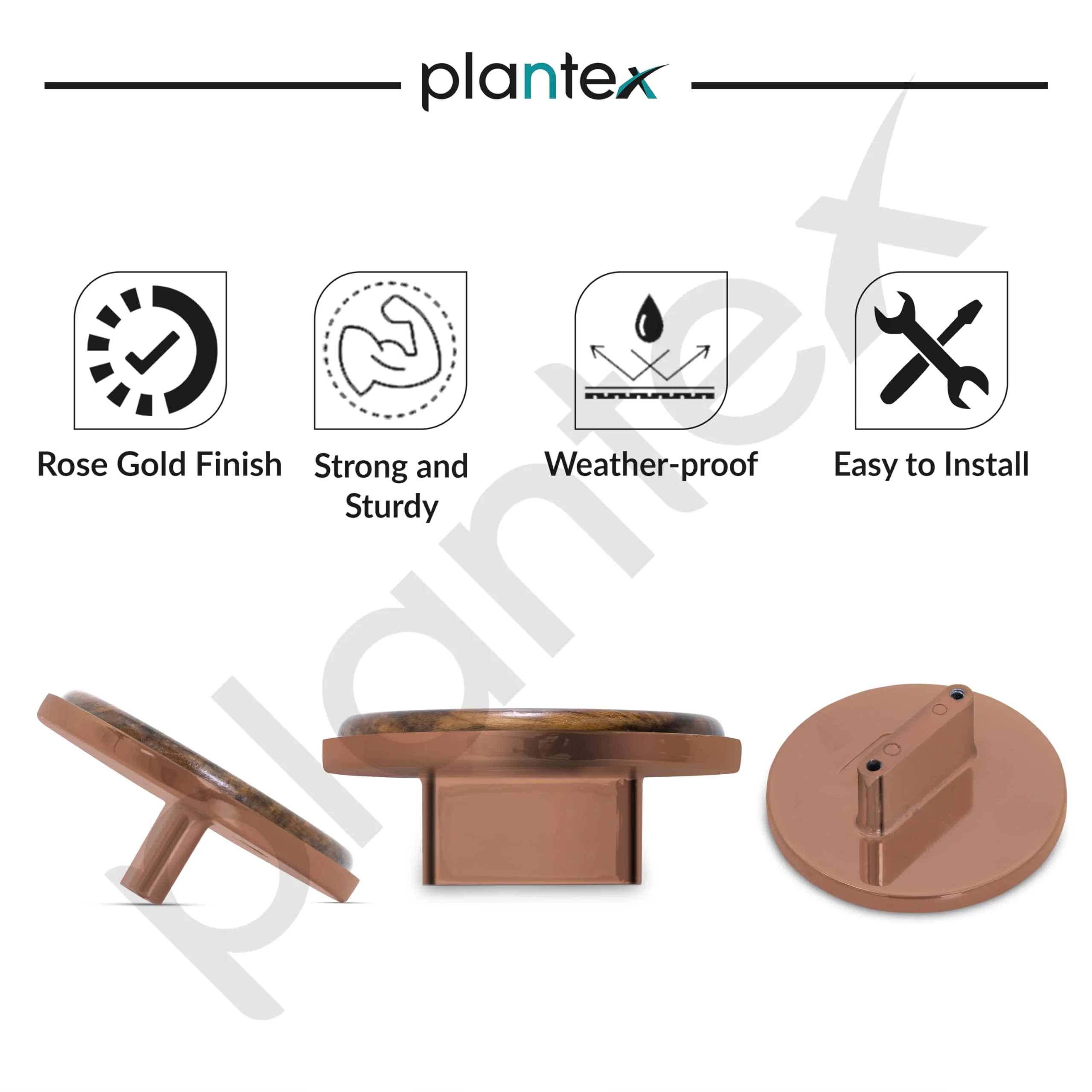 Plantex Knobs for Drawer | Round Drawer Knobs | Knobs for Cabinets | Pull-Push Knobs for Kitchen | Bedroom Drawer - Pack of 1 (Big, Rose Gold & Wood) - Image 5