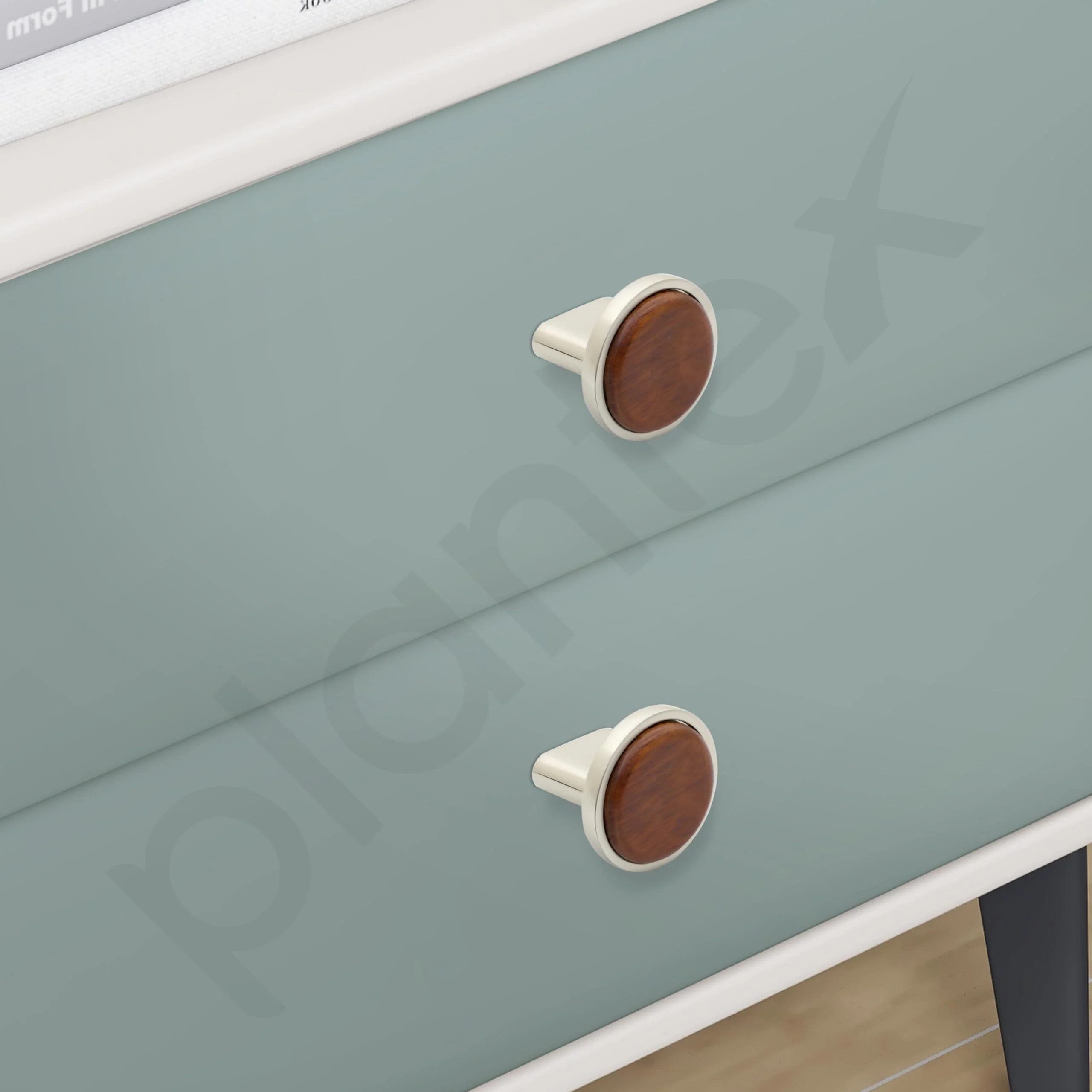 Plantex Knobs for Drawer/Round Drawer Knobs/Knobs for Cabinets/Pull-Push Knobs for Kitchen/Bedroom Drawer - Pack of 1 (Small, Satin & Wood) - Image 2