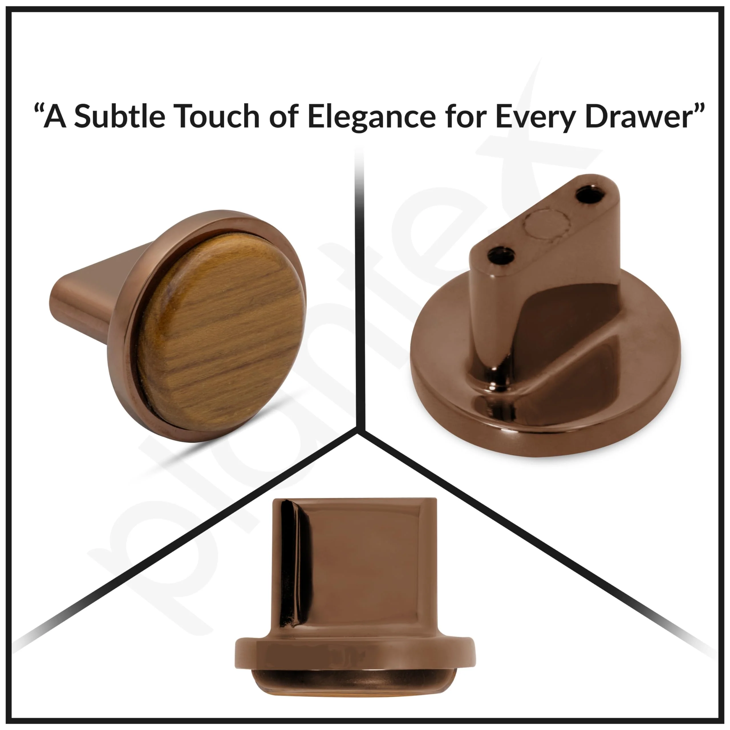 Plantex Knobs for Drawer/Round Drawer Knobs/Knobs for Cabinets/Pull-Push Knobs for Kitchen/Bedroom Drawer - Pack of 2 (Small, Rose Gold & Wood) - Image 5