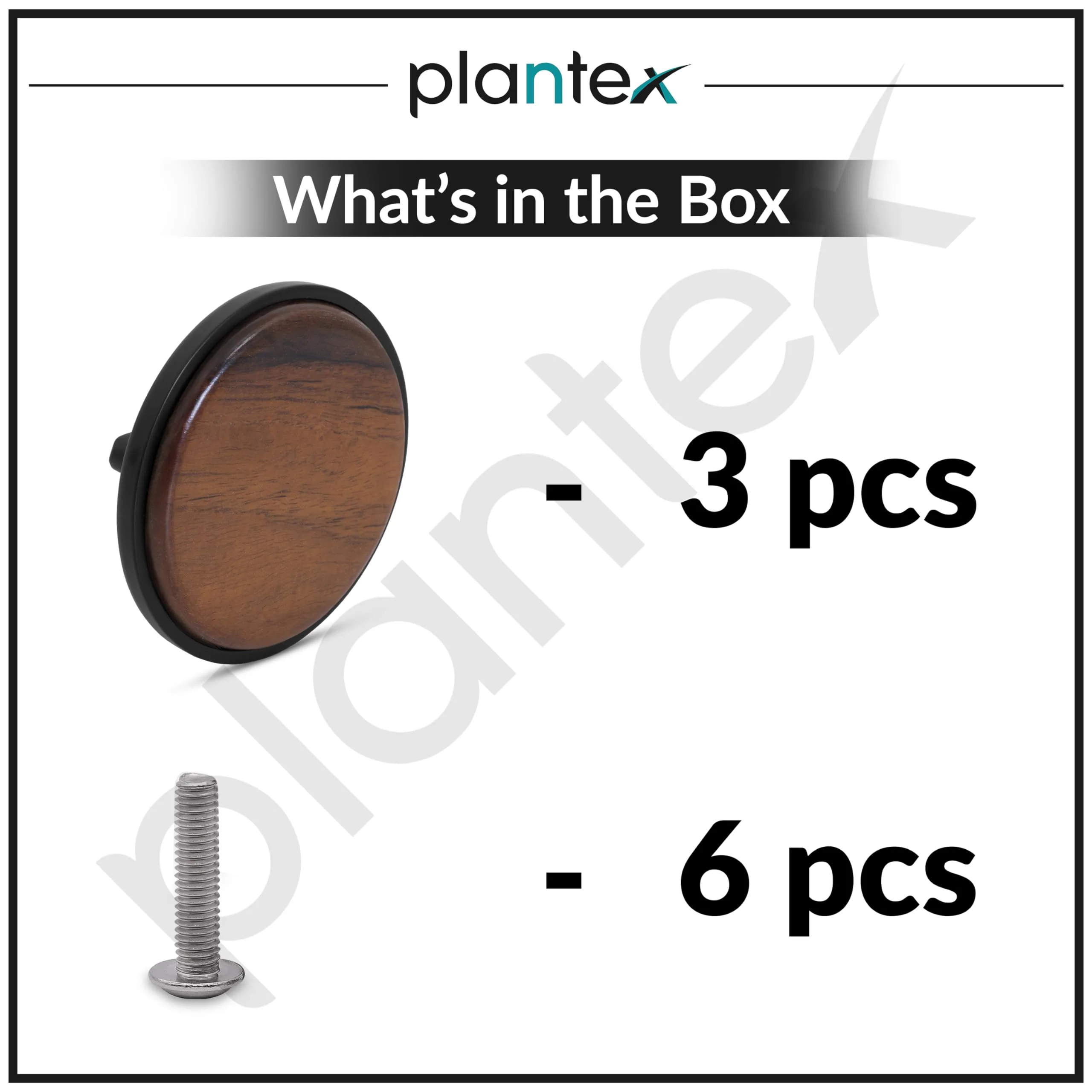 Plantex Knobs for Drawer | Round Drawer Knobs | Knobs for Cabinets | Pull-Push Knobs for Kitchen | Wardrobe Drawer Knobs- Pack of 3 (Big, Black & Wood) - Image 5