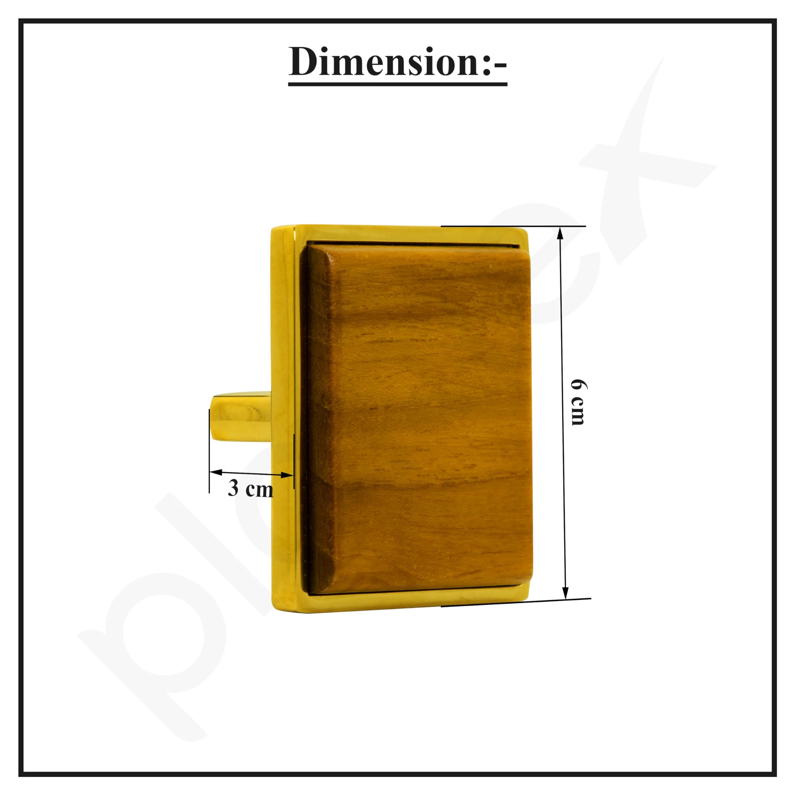 Plantex Knobs for Drawer | Square Drawer Knobs | Knobs for Cabinets | Pull-Push Knobs for Kitchen | Bedroom Drawer - Pack of 1 (Big, Gold & Wood) - Image 3