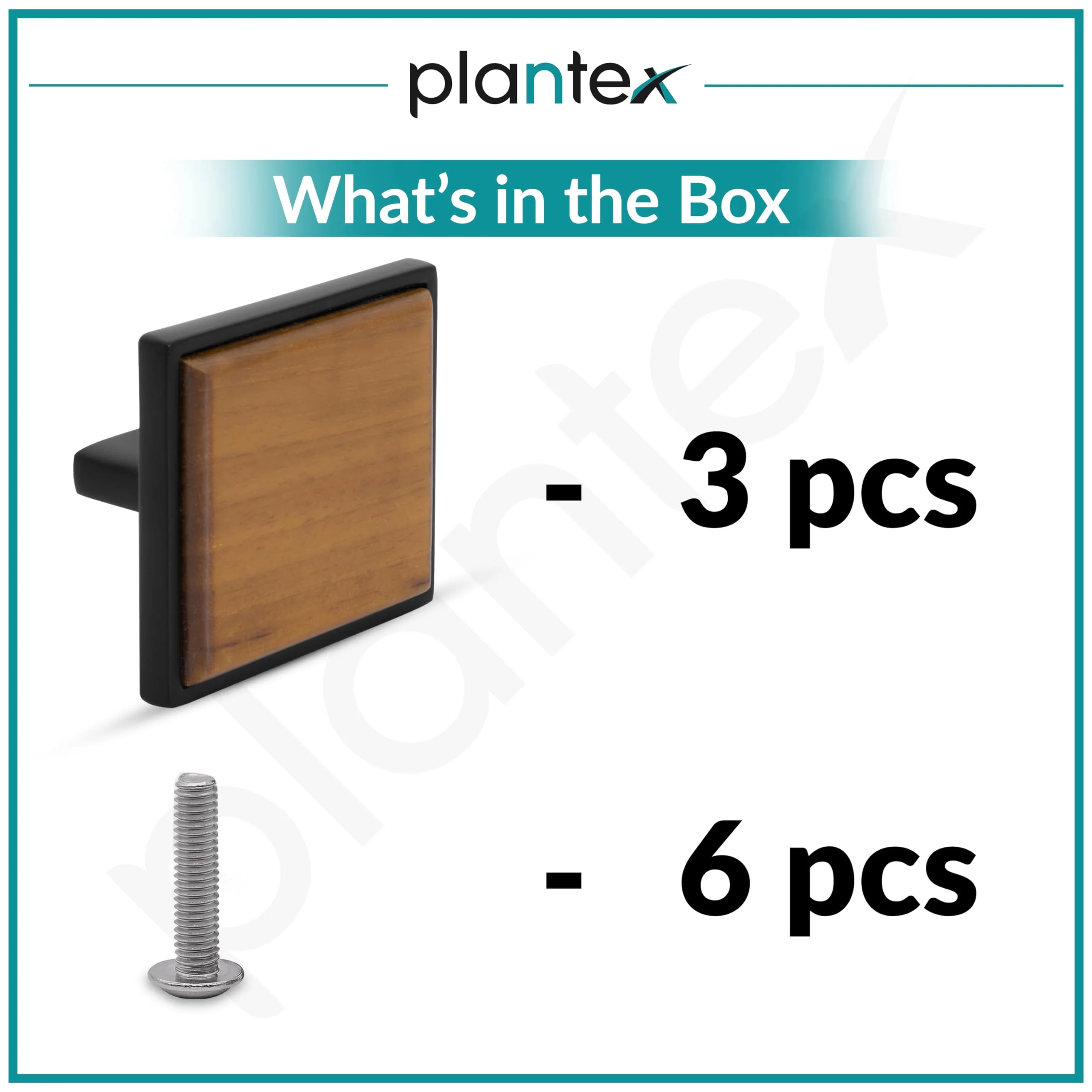 Plantex Knobs for Drawer/Square Drawer Knobs/Knobs for Cabinets/Pull-Push Knobs for Kitchen/Bedroom Drawer - Pack of 3 (Big, Black & Wood) - Image 5
