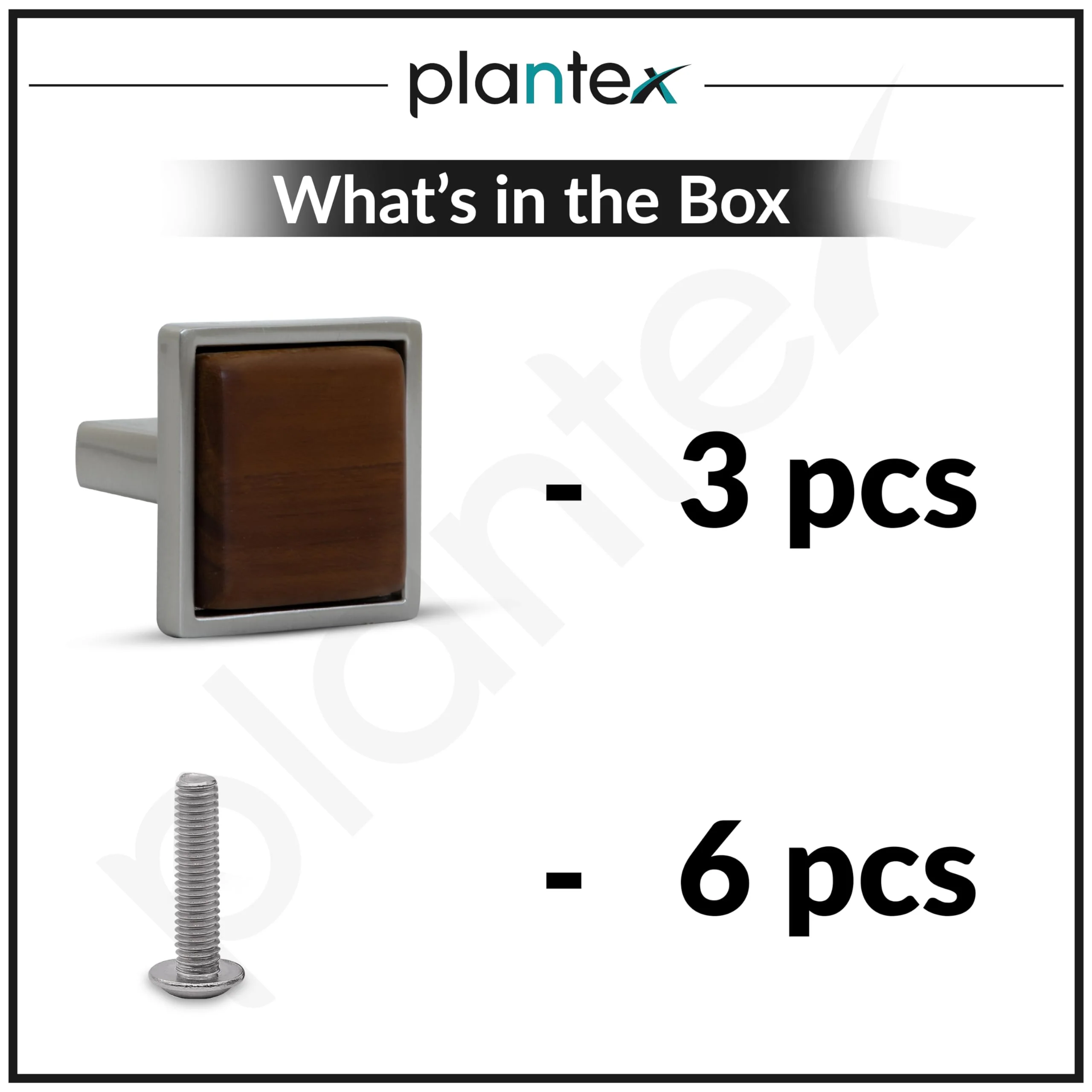 Plantex Knobs for Drawer/Square Drawer Knobs/Knobs for Cabinets/Pull-Push Knobs for Kitchen/Bedroom Drawer - Pack of 3 (Small, Satin & Wood) - Image 5