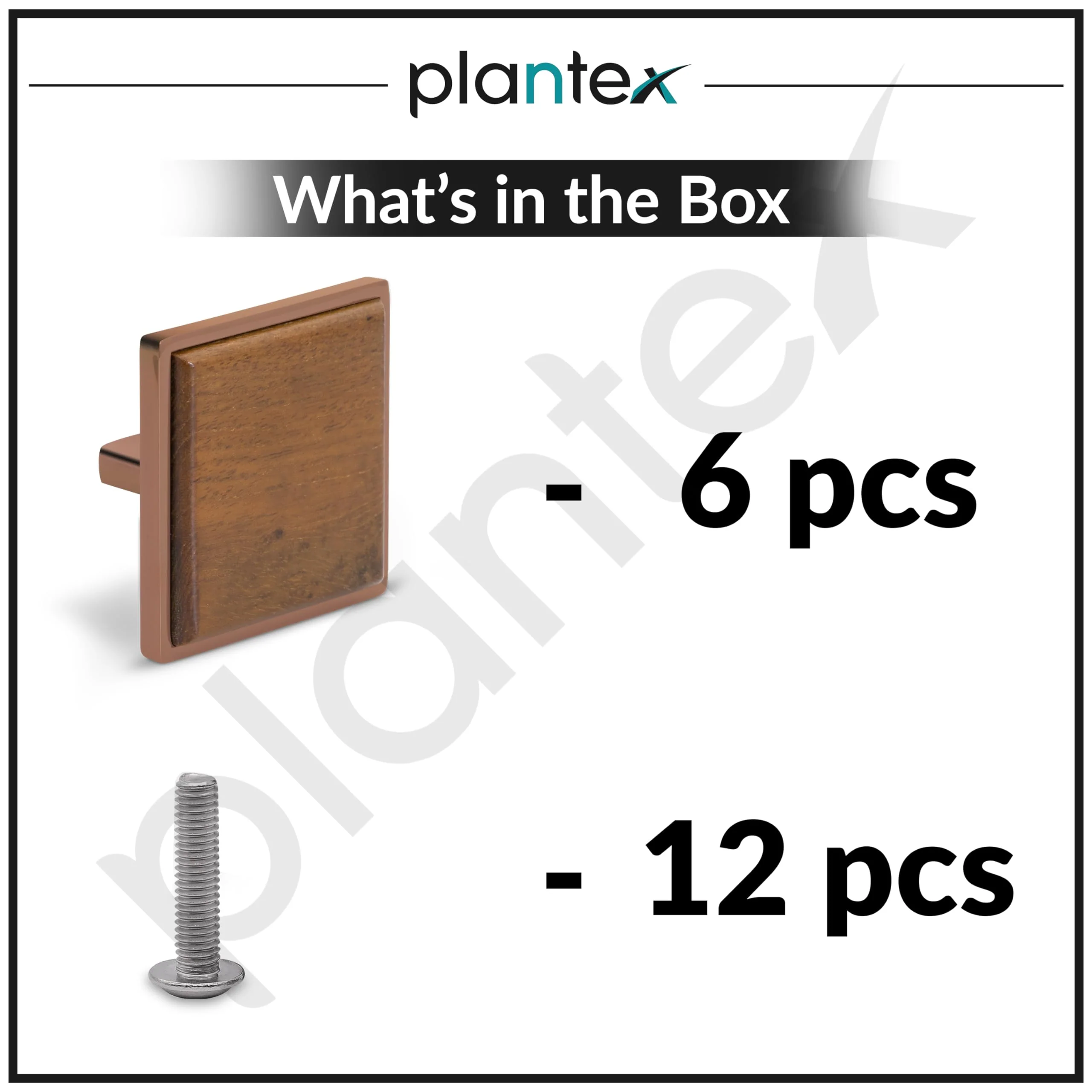 Plantex Knobs for Drawer/Square Drawer Knobs/Knobs for Cabinets/Pull-Push Knobs for Kitchen/Bedroom Drawer - Pack of 6 (Big, Rose Gold & Wood) - Image 5