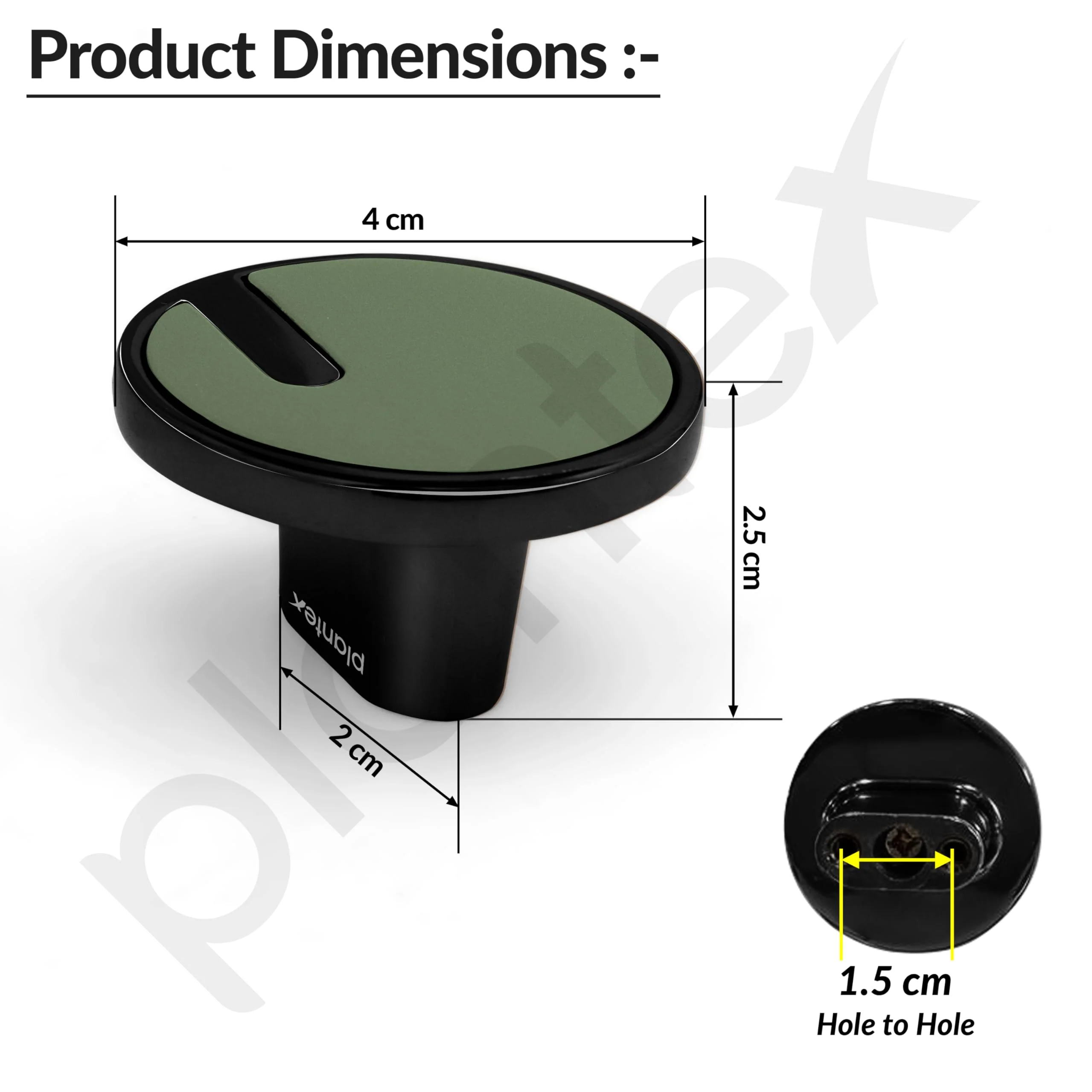 Plantex Knobs for Drawers/Drawer Knobs/Round Knob for Cabinets/Pull-Push Knob for Kitchen/Bedroom/Drawer - Pack of 4 (SH-433, DC-Black & Green) - Image 2
