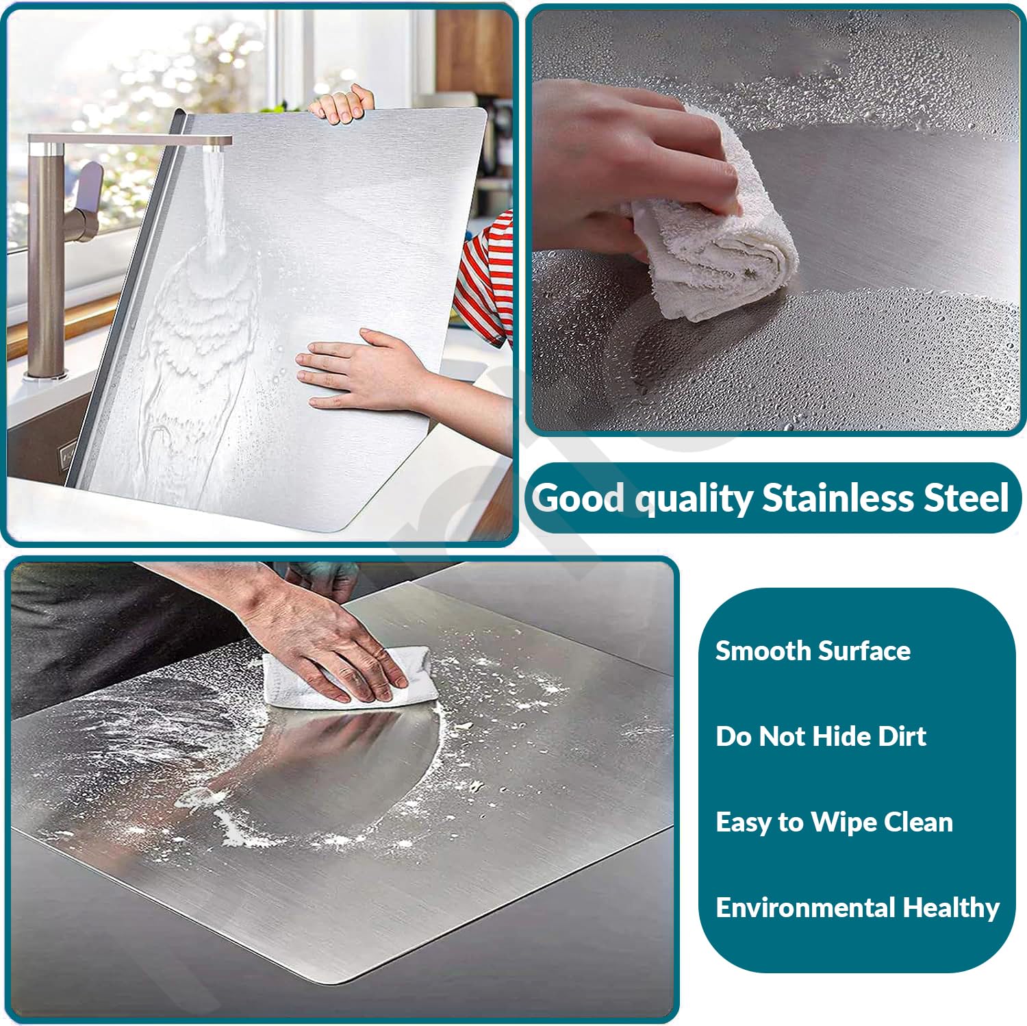 Plantex Large Chopping Board Stainless Steel/Scratch-Resistant Chopper Board/Non-Slip, Odour-Proof & Bacteria-Resistant Cutting Pad for Kitchen - Image 5