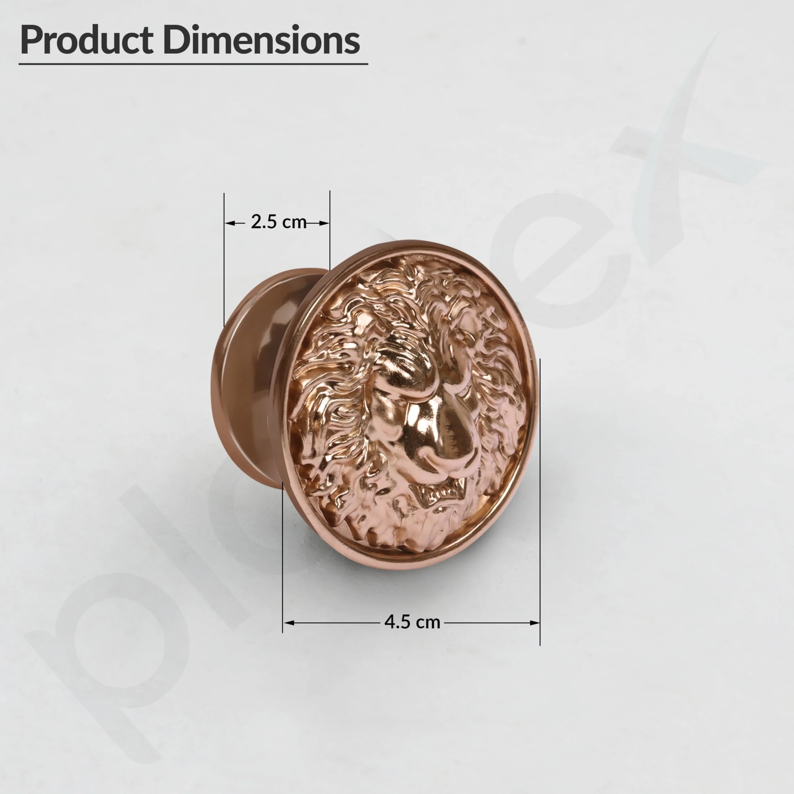 Plantex Lion Face Knobs for Drawer & Cabinets Set Knob | Kitchen Cabinet Knobs | Round Drawer Pulls and Knobs- Pack of 3 Pieces (Rose Gold) - Image 2