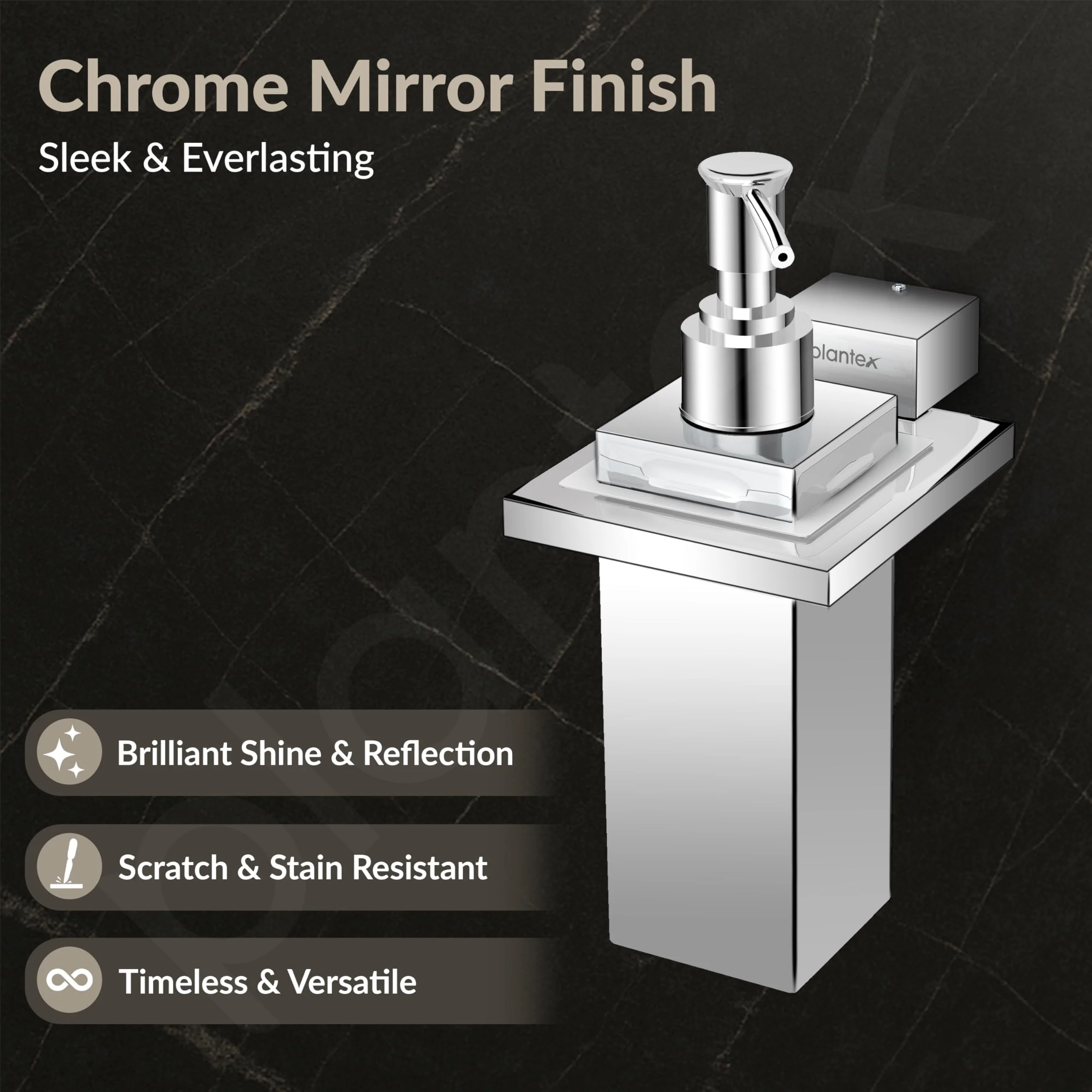 Plantex Liquid Soap Dispenser for Bathroom/304 Grade Stainless Steel Shampoo Dispenser/Handwash Dispenser/Bathroom Accessories - Pack of 1 (Tesla - 2710, Chrome) - Image 4