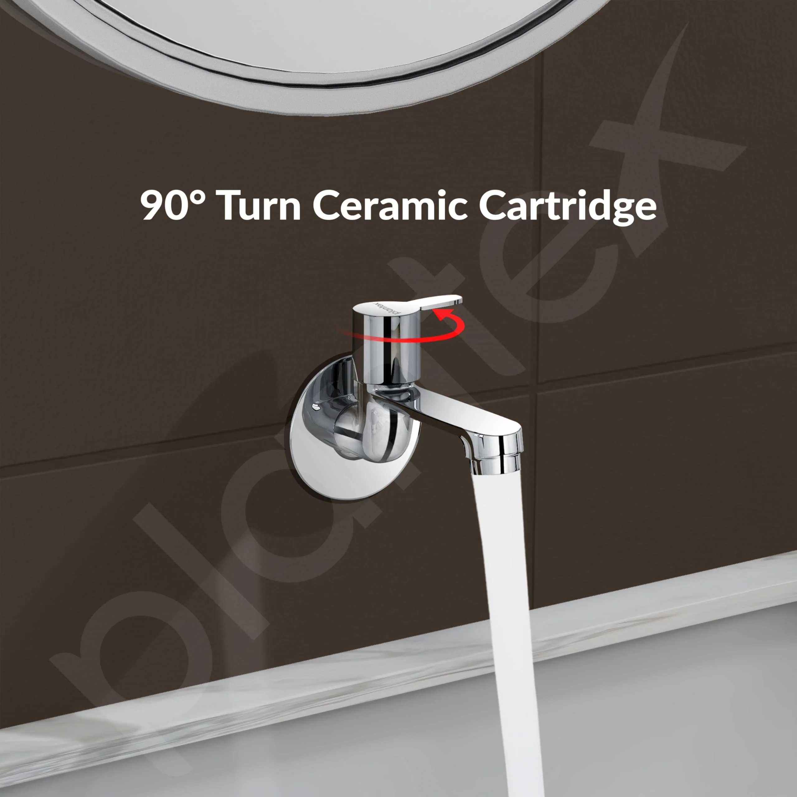 Plantex Long Body Bib Cock for Bathroom with Water Saving Aerator/Wall Mount Bib Tap with Wall Flange and Teflon Tape for Bathroom-7 Year Warranty (FLO-802-Chrome) - Image 7