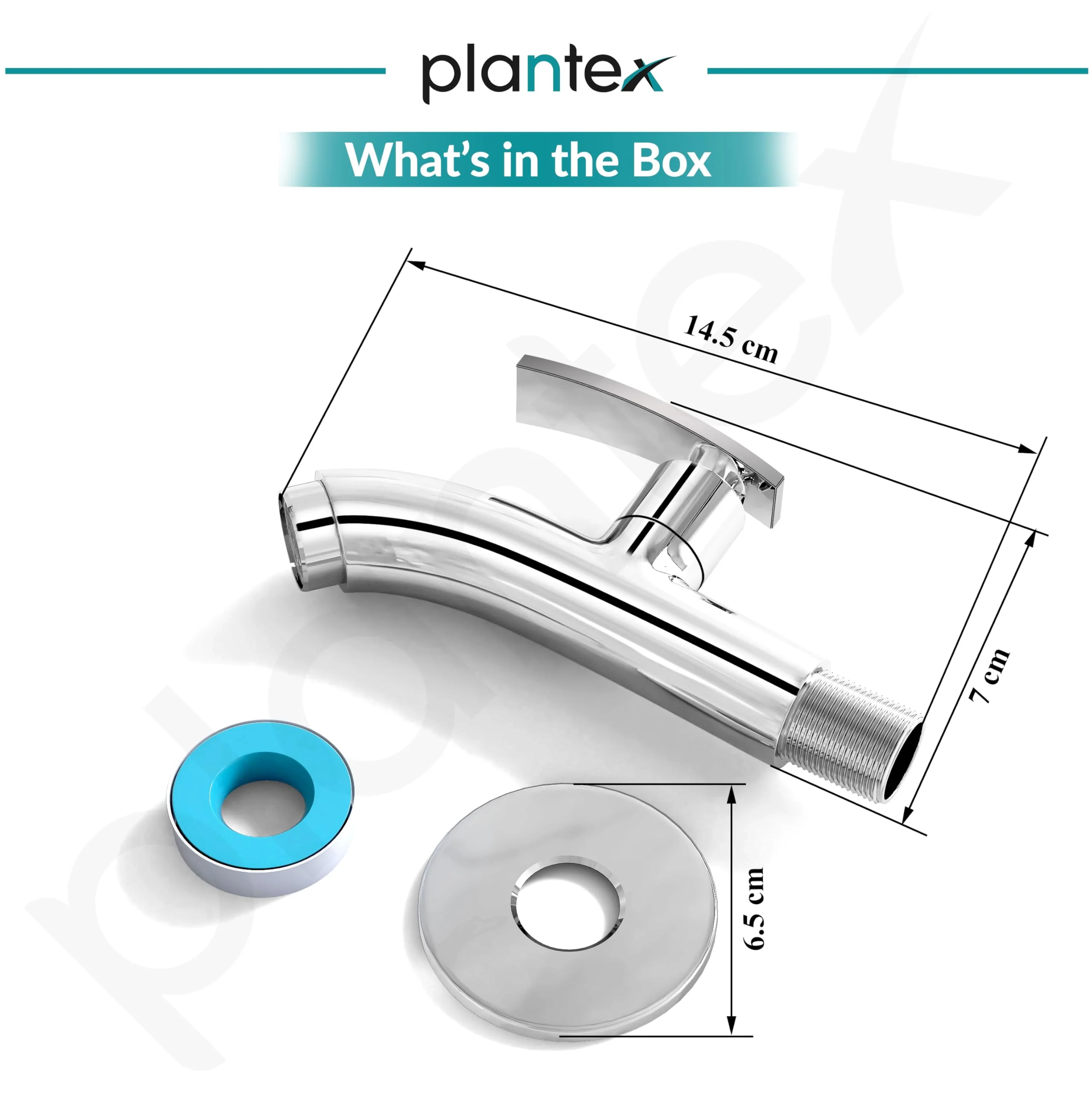 Plantex Long Body Bib Cock Water Tap with Water Saving Nozzle for Kitchen Tap/Bib Tap with Wall Flange and Teflon Tape for Bathroom -(ZUR-1503-Chrome) - Image 3