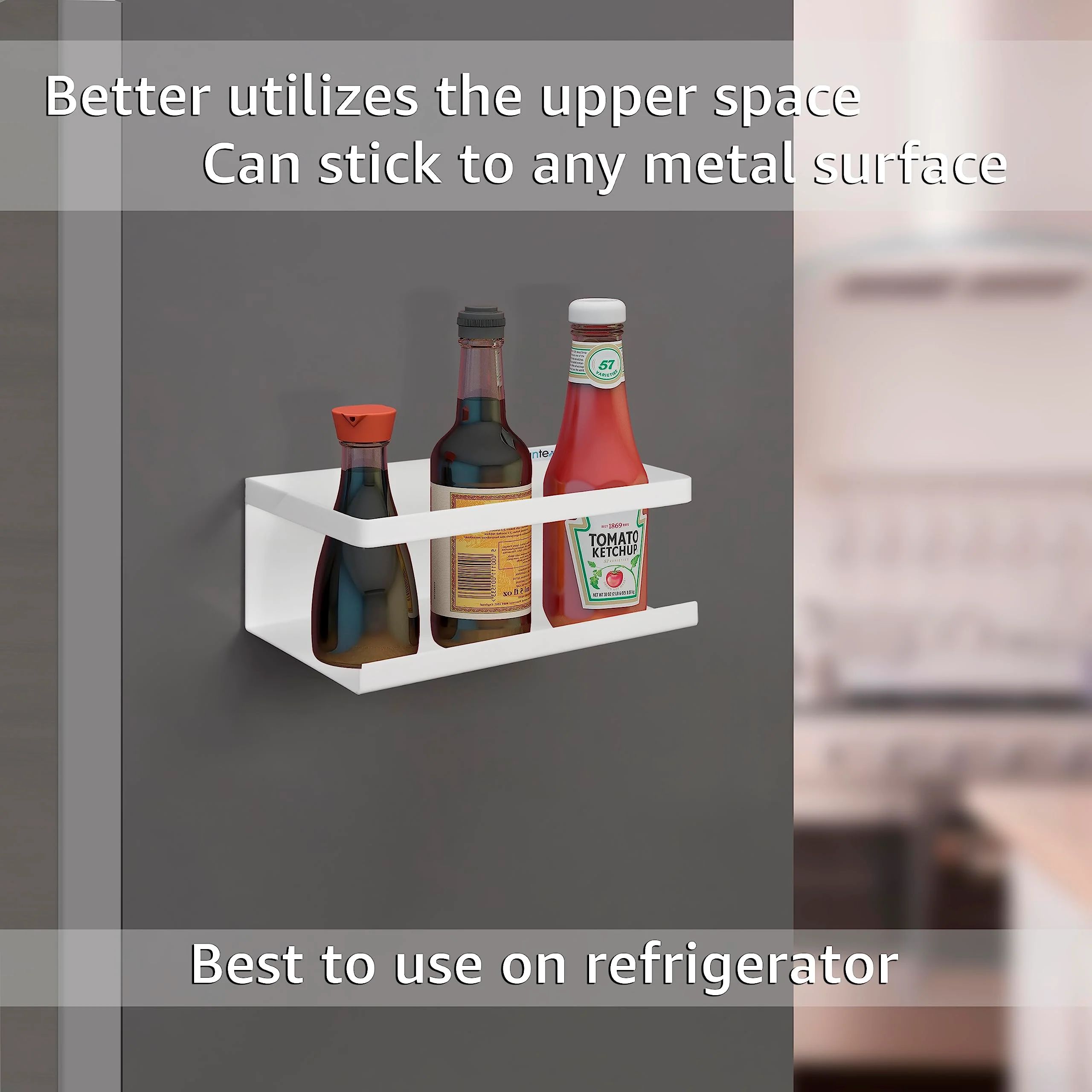 Plantex Magnetic Refrigerator Shelf/Magnetic Shelf for Fridge/Kitchen Organiser Storage Magnetic Spice Rack for Fridge (White) - Image 2