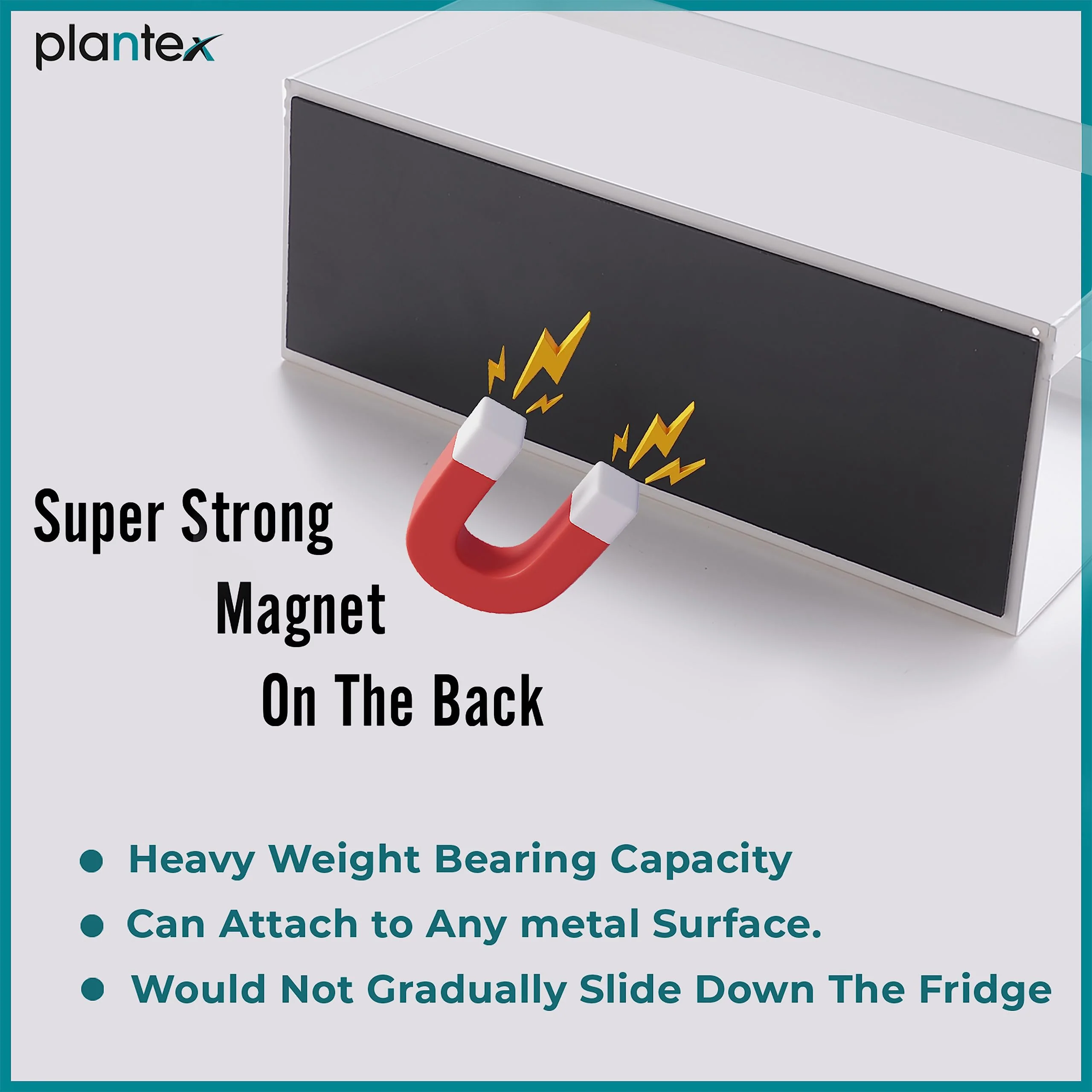 Plantex Magnetic Refrigerator Shelf/Magnetic Shelf for Fridge/Kitchen Organiser Storage Magnetic Spice Rack for Fridge (White) - Image 4