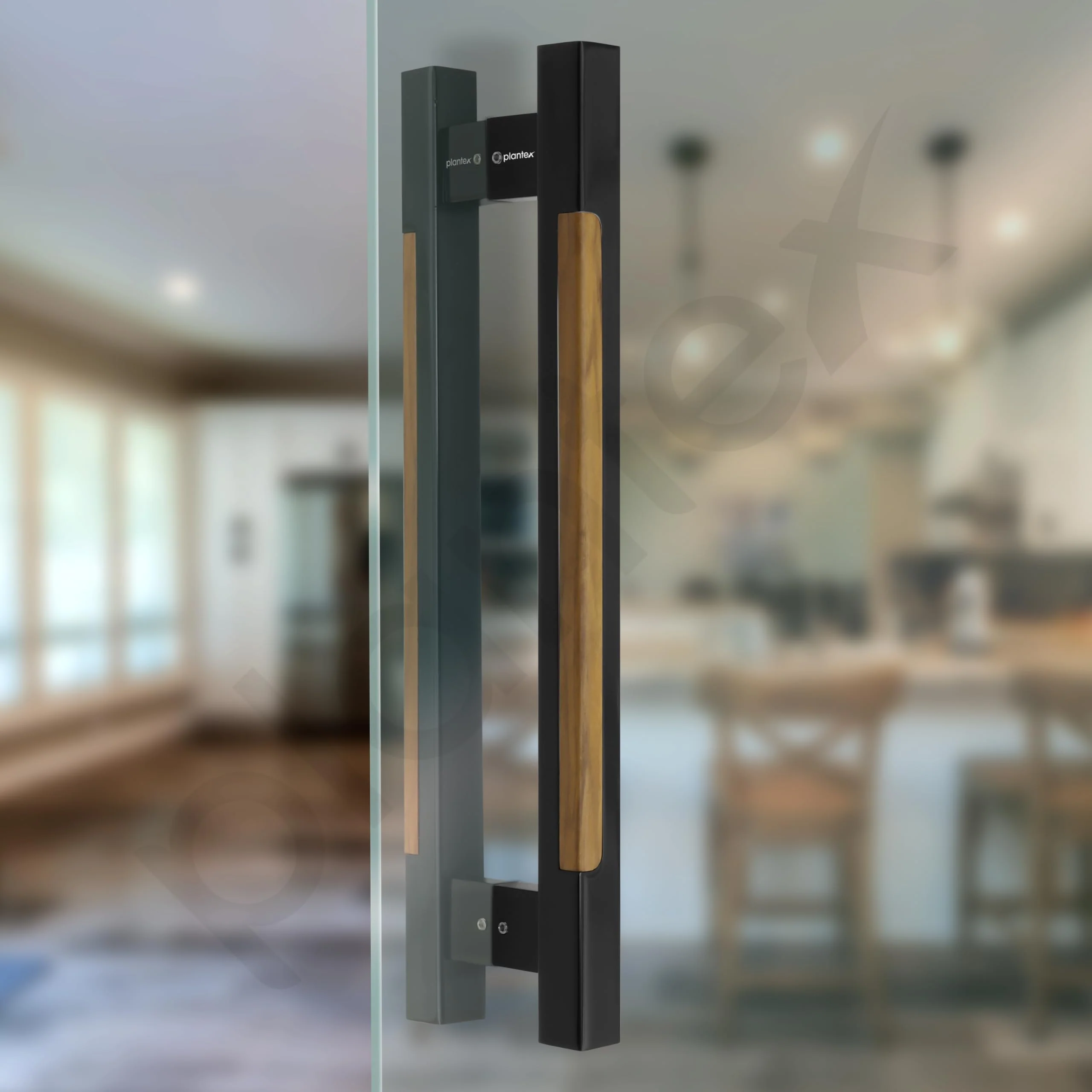 Plantex Main Door Handle - 15 Inch Glass and Wooden Pull-Push Handle - Pack of 1 (S-606-Black and Wood) - 3 Years Warranty - Image 5