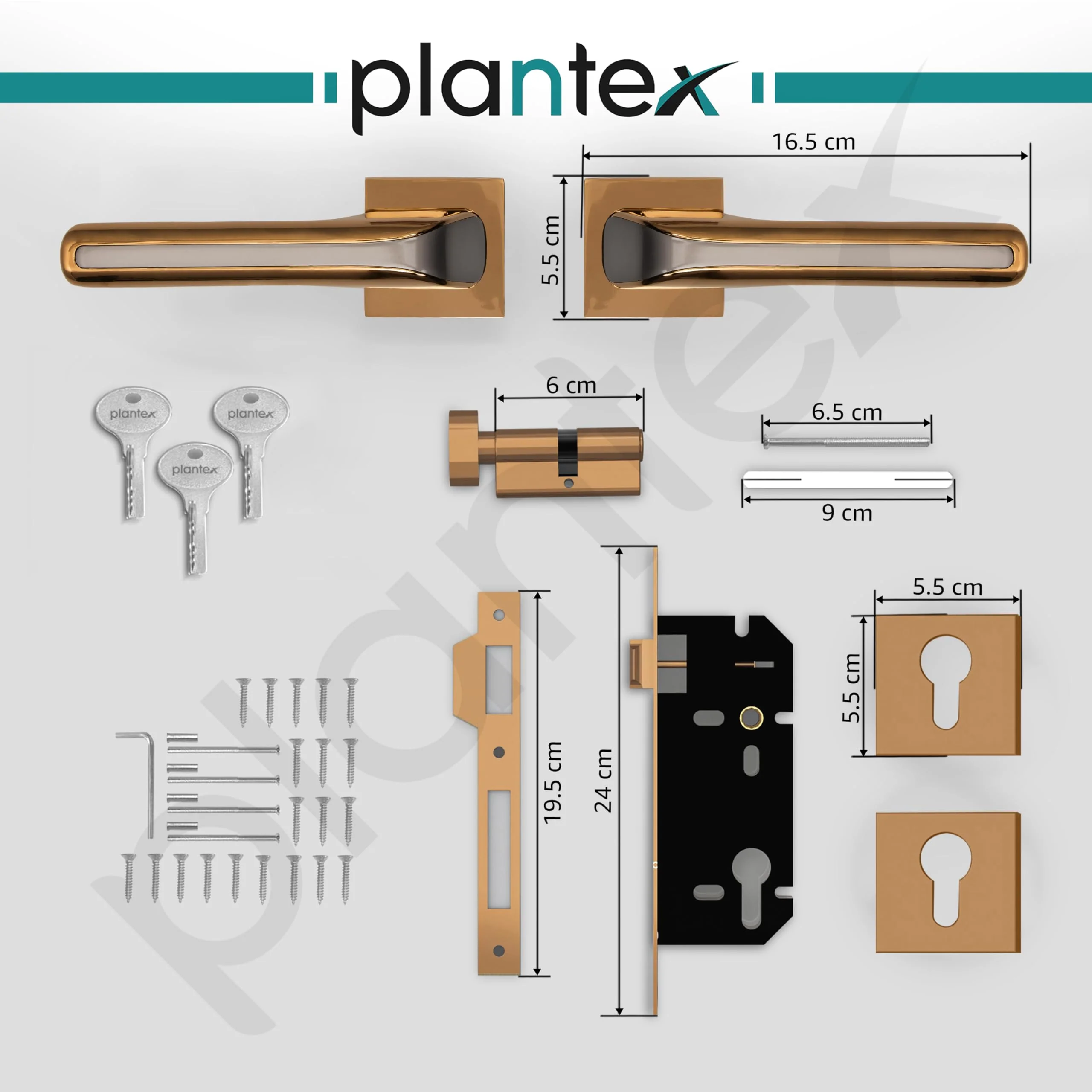 Plantex Main Door Lock for Home with 3 Years of Warranty/Mortise Locks for Door - Main Door Lock Set (PT-007- Rose Gold - Satin Black) - Image 3