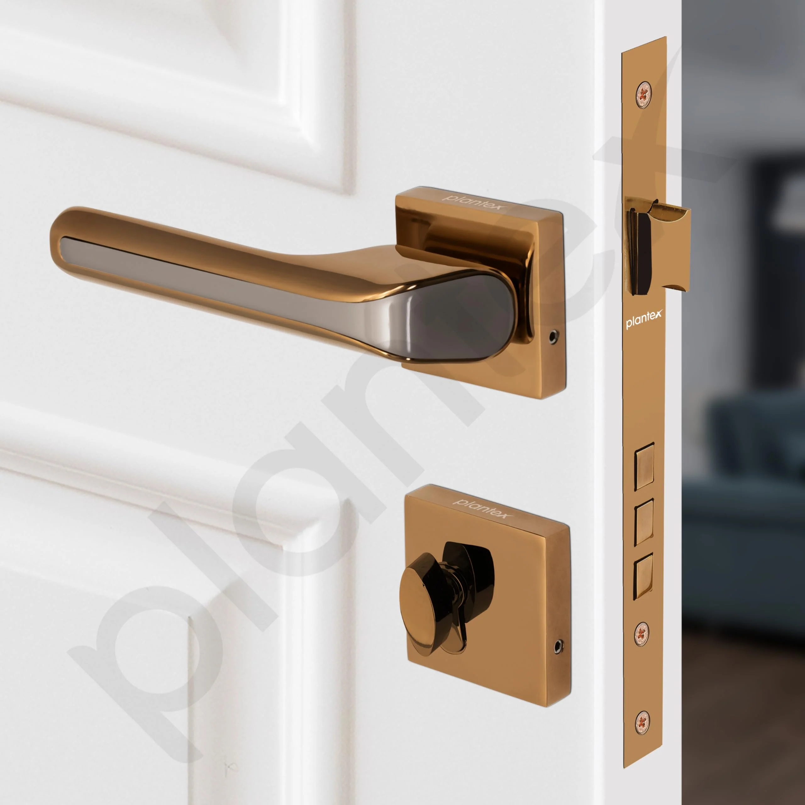 Plantex Main Door Lock for Home with 3 Years of Warranty/Mortise Locks for Door - Main Door Lock Set (PT-007- Rose Gold - Satin Black) - Image 4