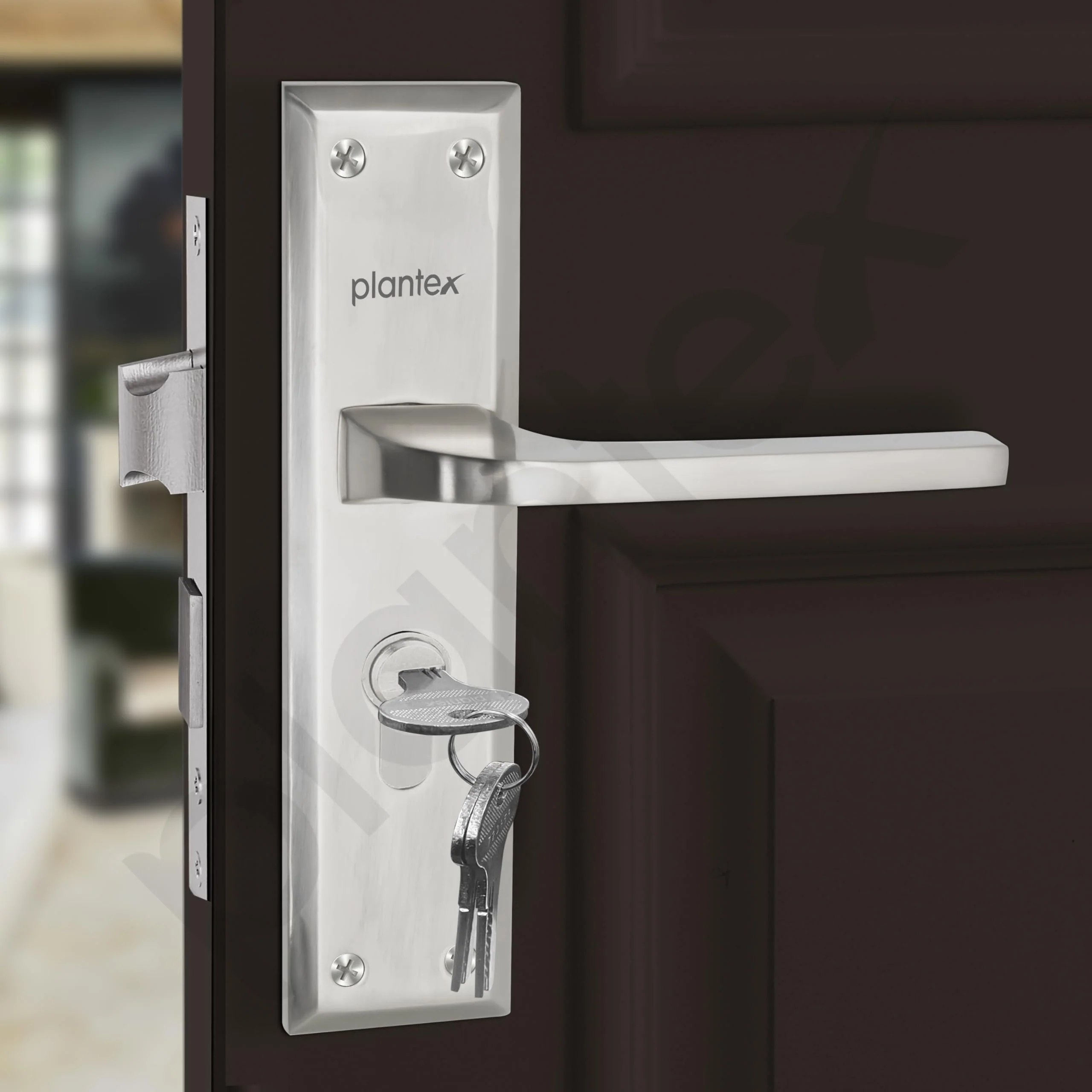 Plantex Main Door Lock Handle Set/6-Lever Locks Mechanism with 3 Years of Warranty by plantex/Mortise Lock with 3 Keys, Brass Locks Body & Cylinder (PTP-04 Matt) - Image 7