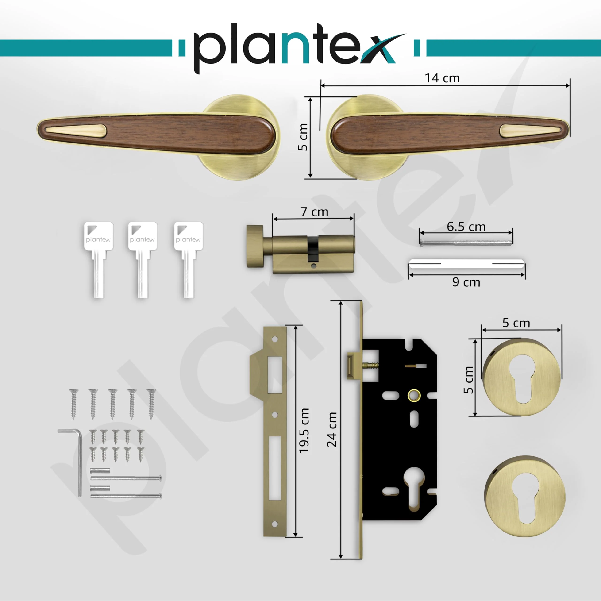 Plantex Main Door Lock/Mortise Lock for Door with 3 Years of Warranty - Robust Door Lock for Home with Brass Lock Body & Cylinder (Brass Antique & Wood Finish) - Image 4