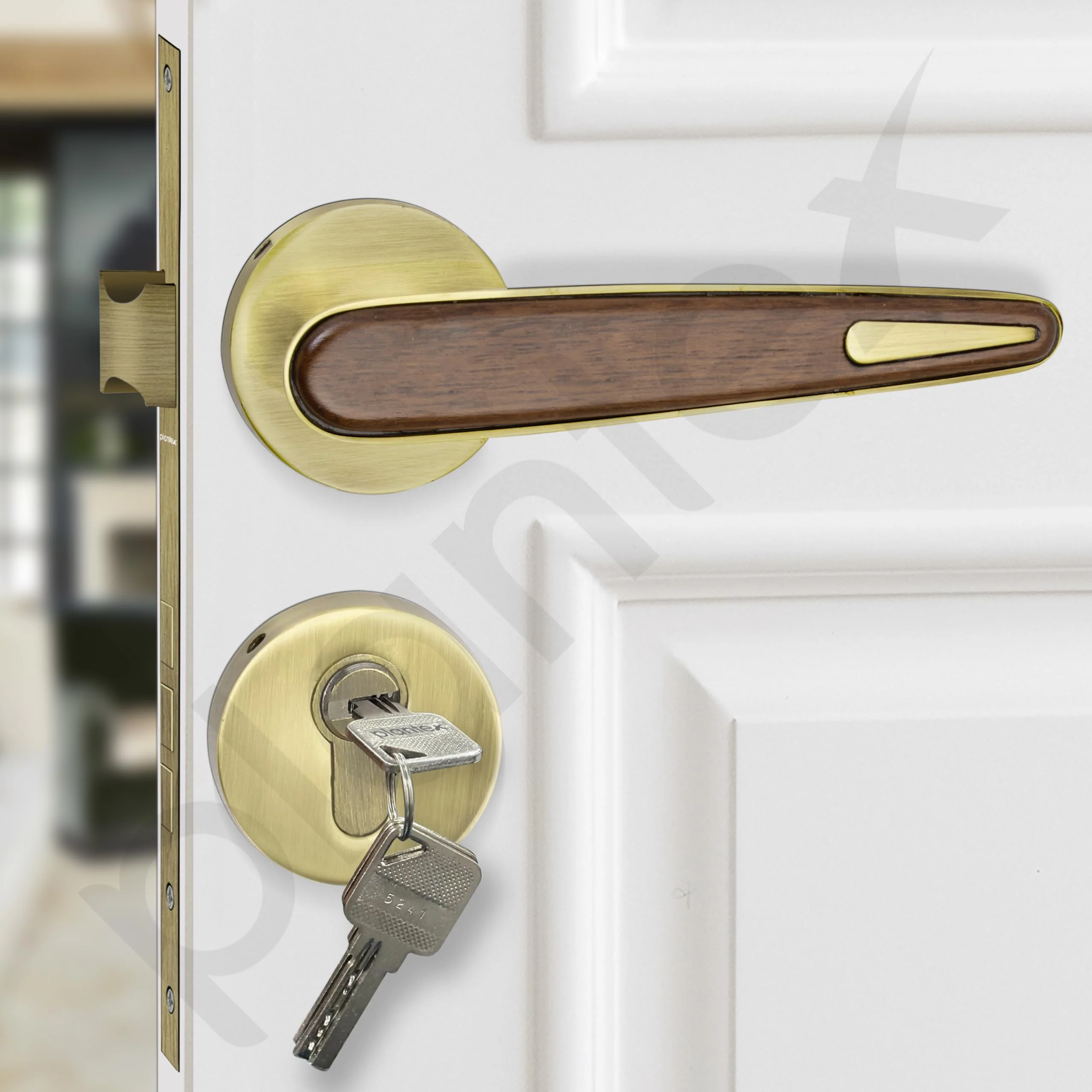 Plantex Main Door Lock/Mortise Lock for Door with 3 Years of Warranty - Robust Door Lock for Home with Brass Lock Body & Cylinder (Brass Antique & Wood Finish) - Image 7
