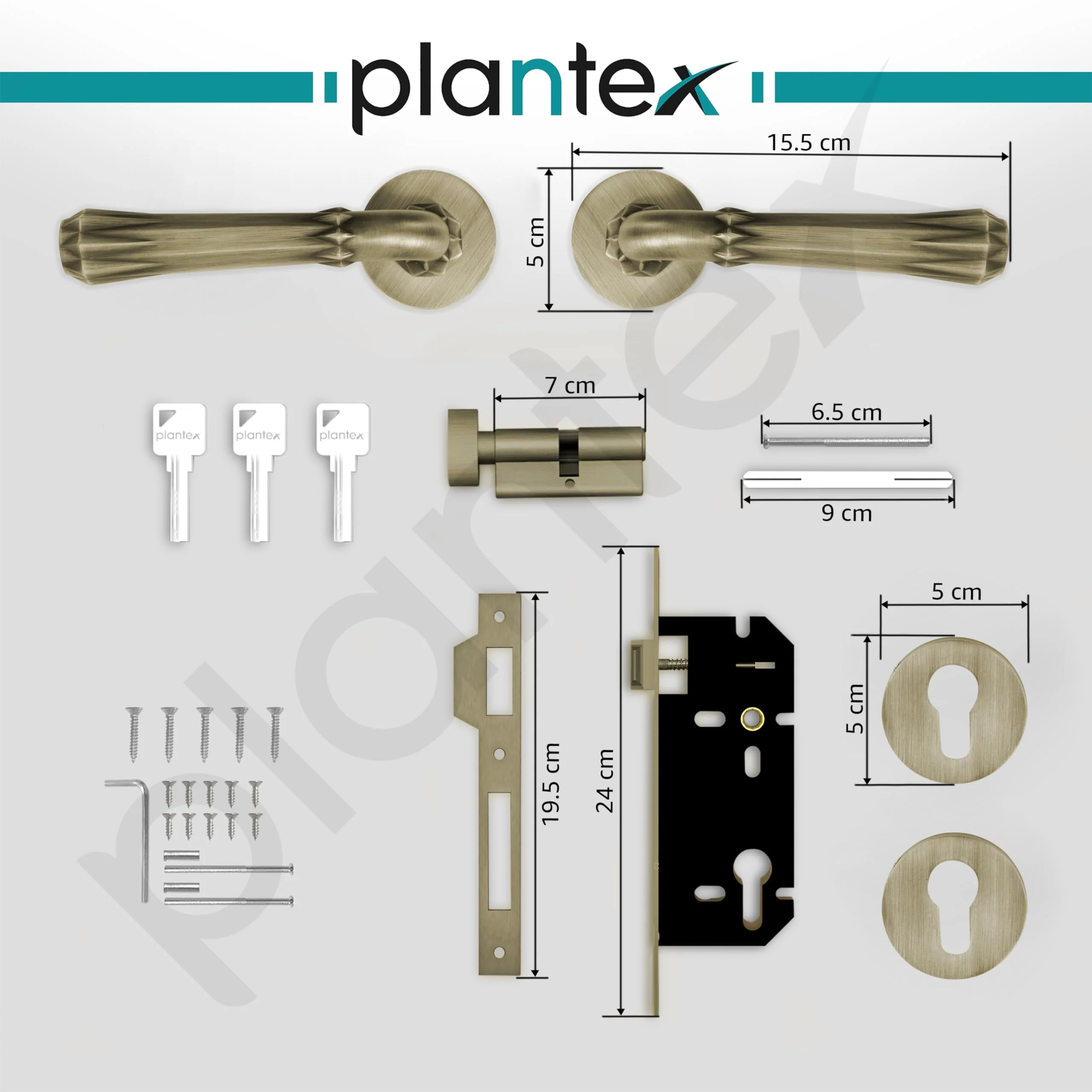 Plantex Main Door Lock/Mortise Lock for Door with 3 Years of Warranty - Robust Door Lock for Home with Brass Lock Body & Cylinder(7117 - Brass Antique) - Image 4