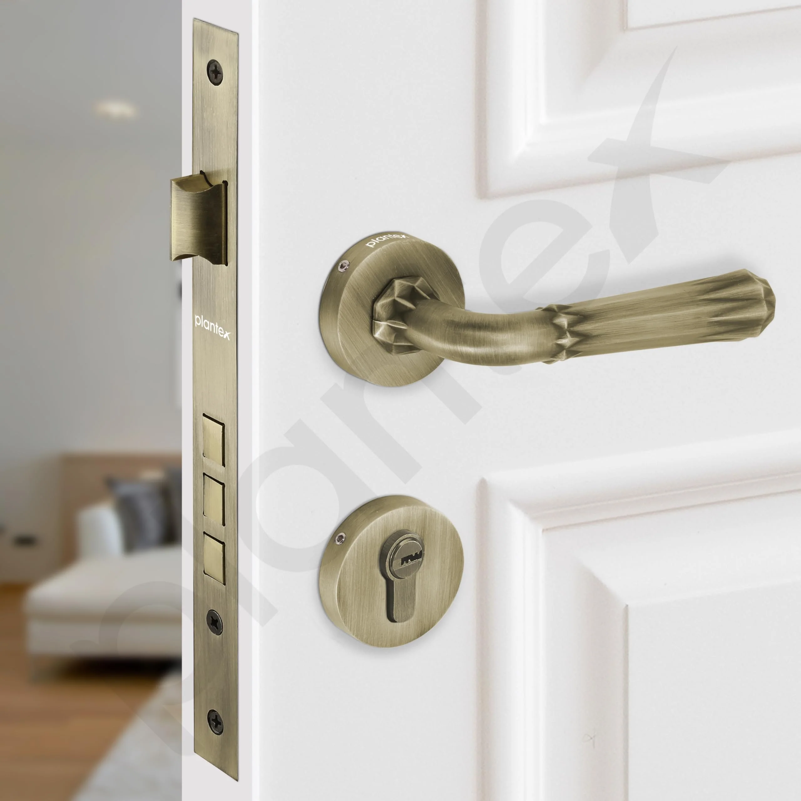 Plantex Main Door Lock/Mortise Lock for Door with 3 Years of Warranty - Robust Door Lock for Home with Brass Lock Body & Cylinder(7117 - Brass Antique) - Image 6