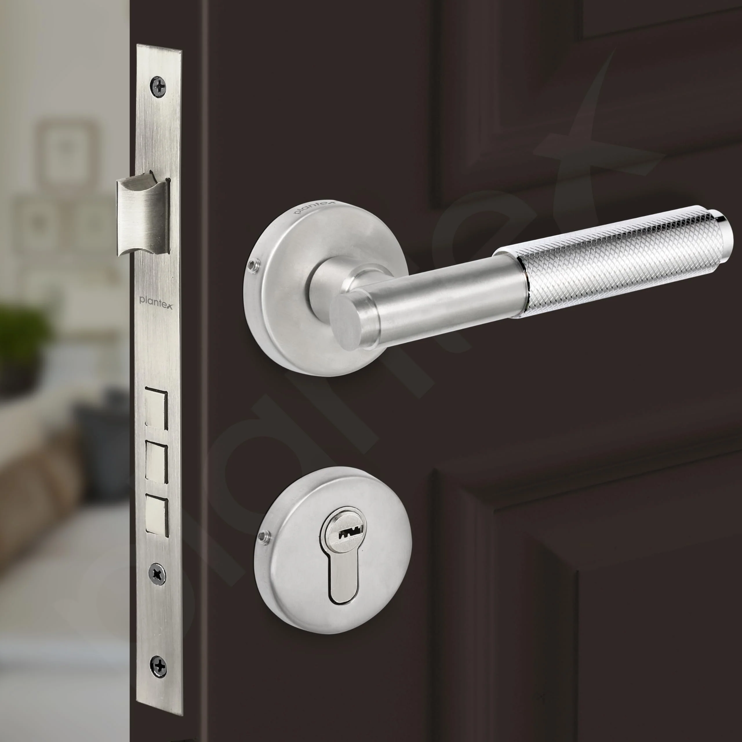 Plantex Main Door Lock/Stainless Steel Mortise Door Lock for Bedroom/Home/Office/Hotel/Mortise Locks with 3 Keys - (Satin) - Image 7