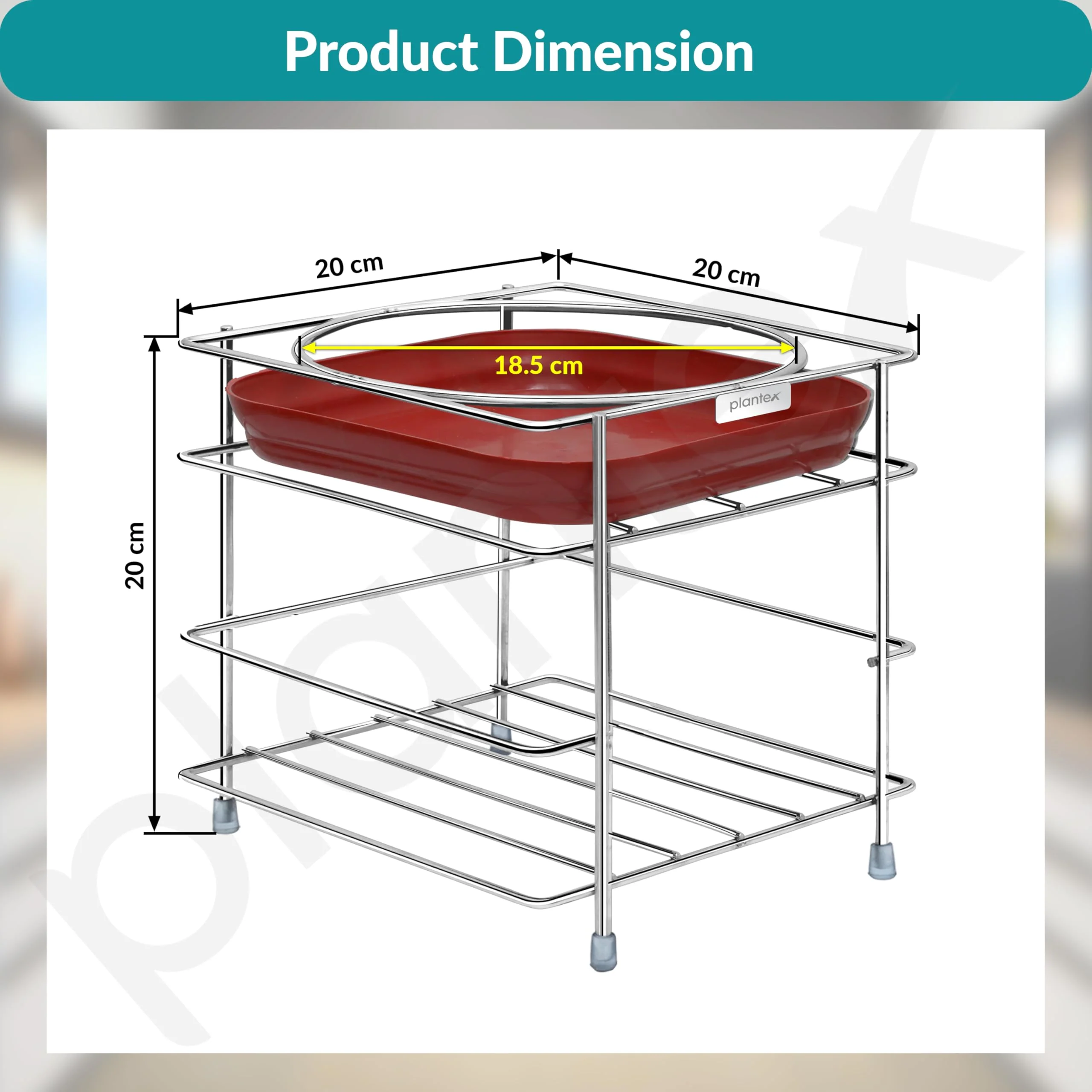Plantex Matka Freestanding Stand/Stainless Steel 2-Tier Matka Stands For Kitchen/Round Pot Tiered Shelf Stand For Kitchen Utensils With Tray - (1185, Chrome) - Image 3