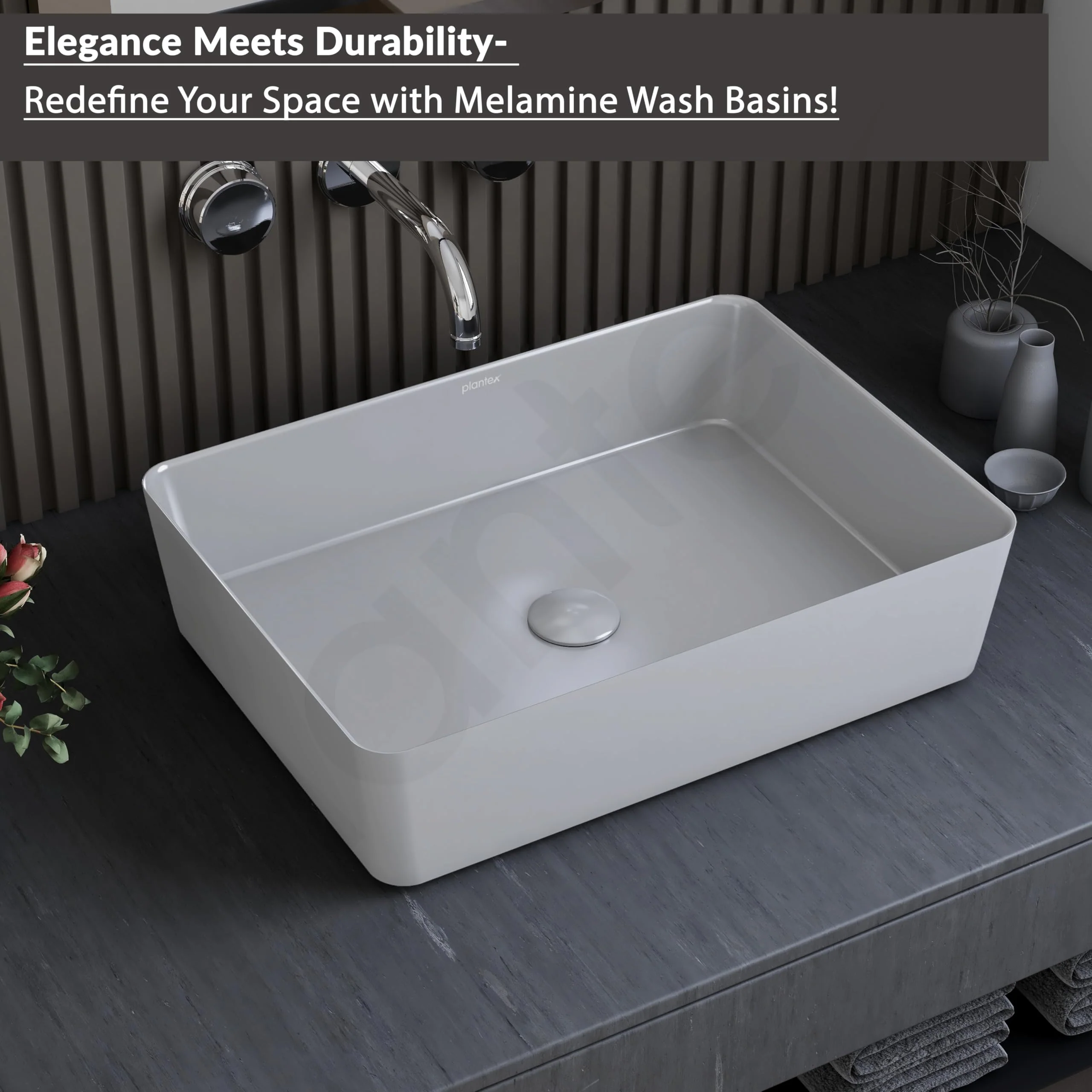 Plantex Melamine Wash Basin/Basin for Bathroom/Tabletop Wash Basin/Restaurants/Office (Grey, 18 x 13 x 4.5 Inch) - Image 6
