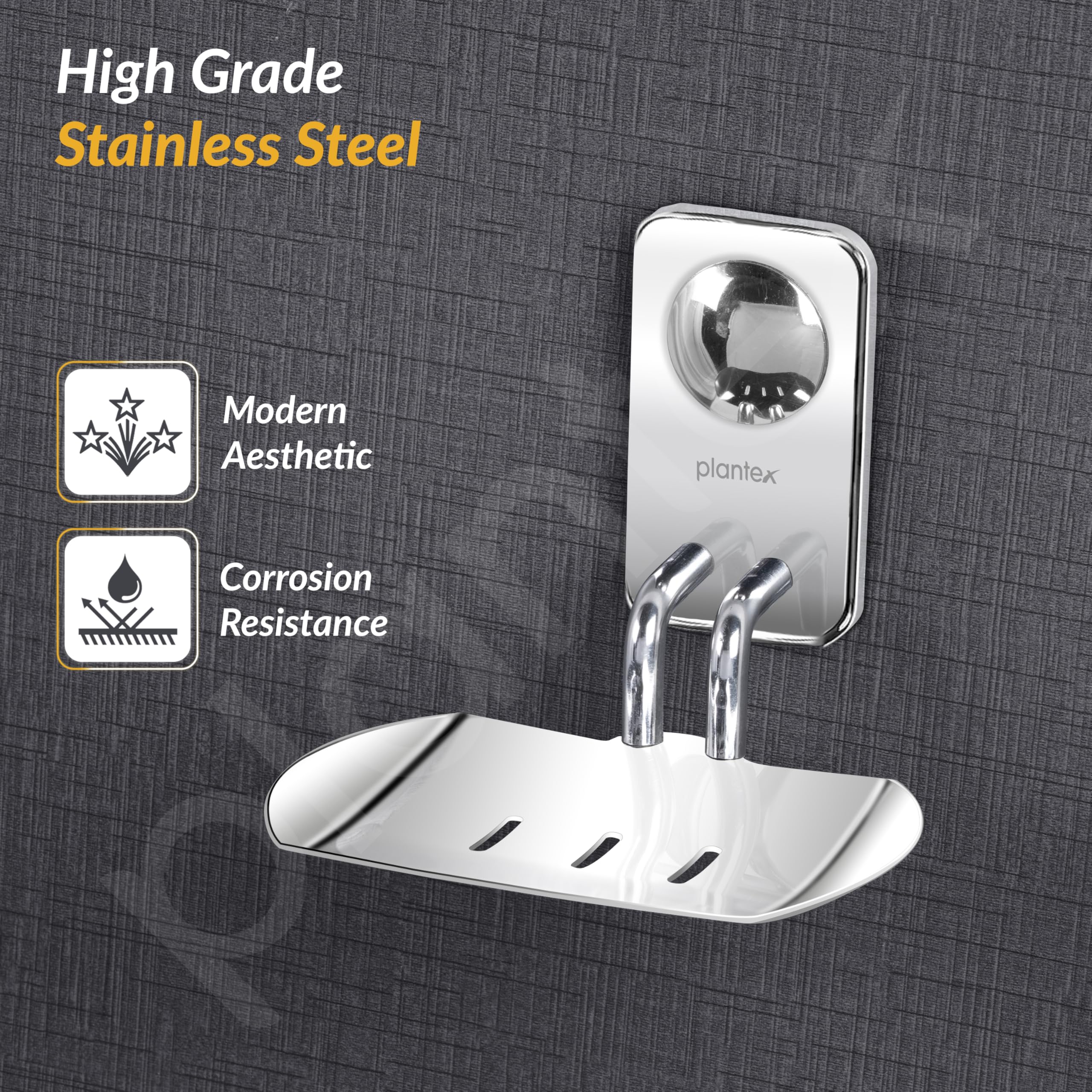 Plantex Metro Platinum Stainless Steel Soap Dish/Soap Stand/Bathroom Soap Holder/Bathroom Accessories - Image 3