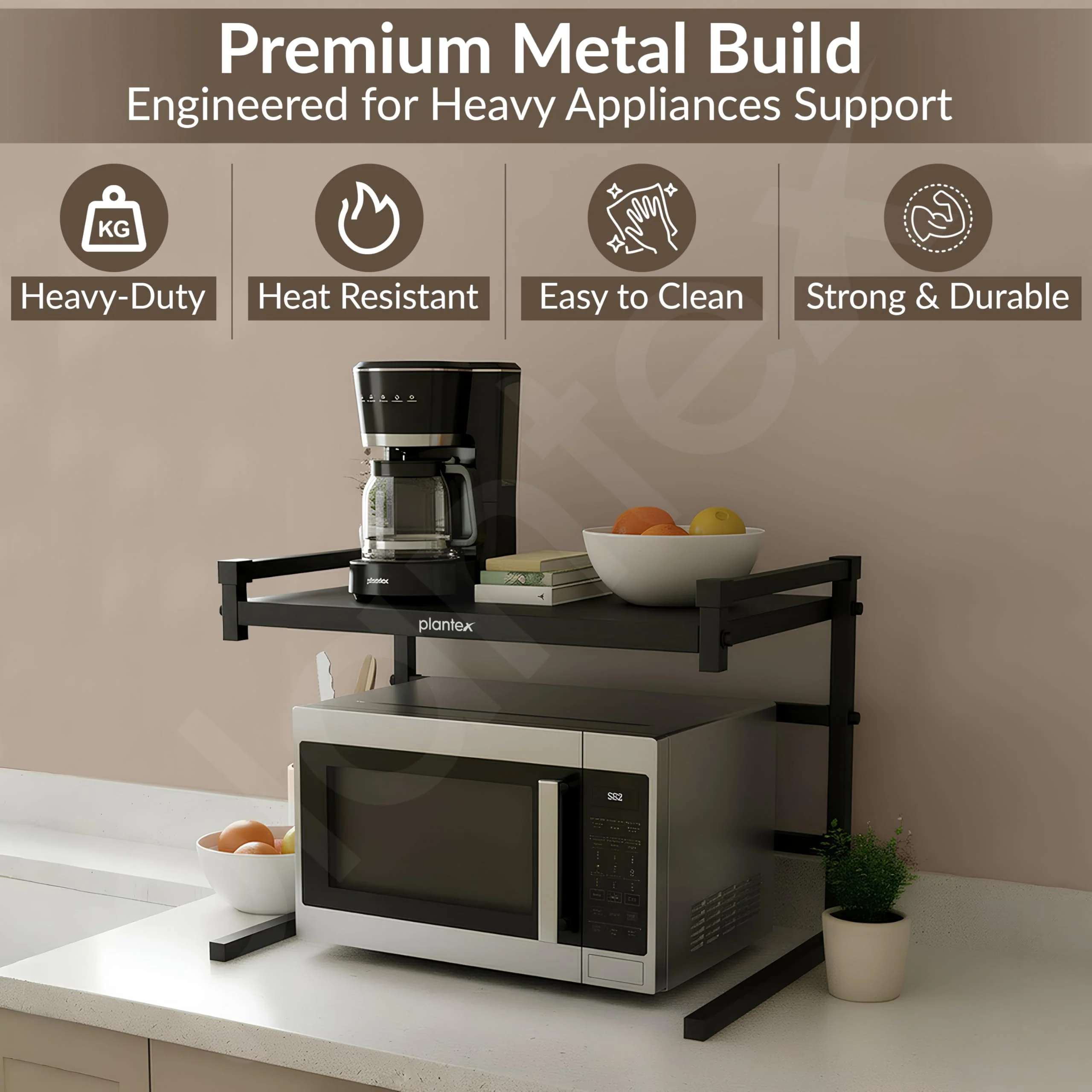 Plantex Microwave Stand for Kitchen Platform/GI-Metal Oven Stand with Storage Cabinet/Oven Rack Kitchen Storage - Image 2