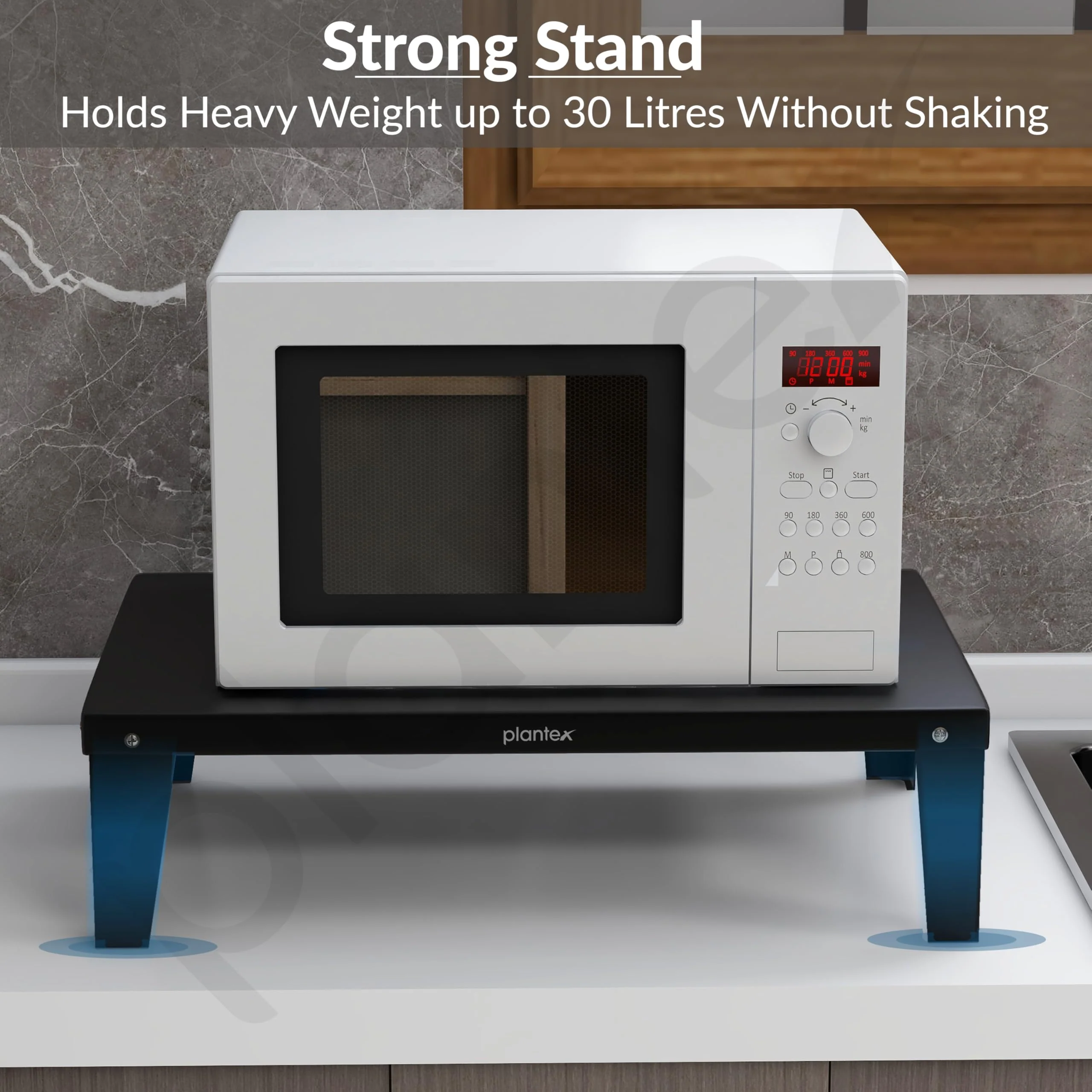 Plantex GI Steel Microwave Oven Stand/OTG Rack for Kitchen Platform/Oven Stand for Kitchen with Removable Legs- (Black) - Metal - Image 5