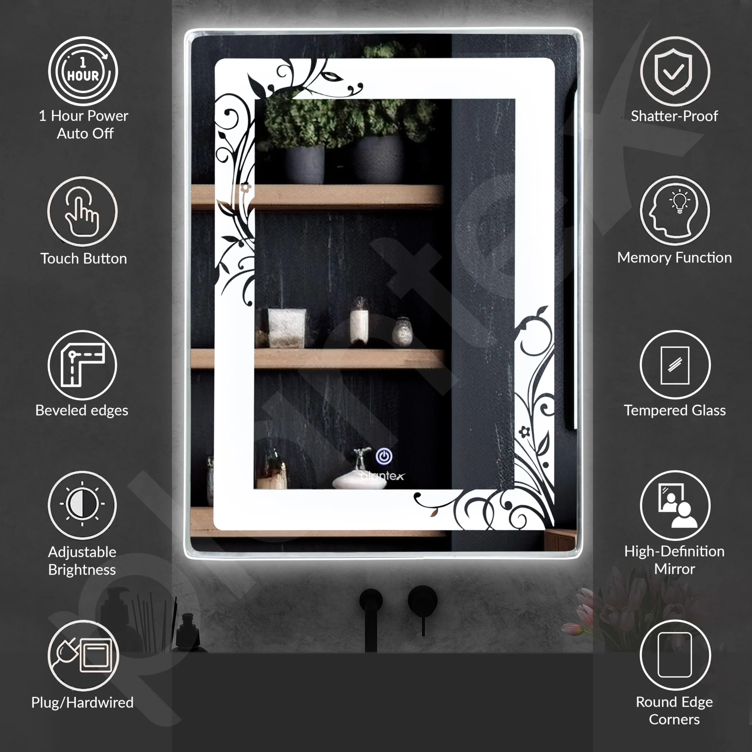 Plantex Mirror with Light with 3 Tone/Designer Mirror for Living Room/Bedroom/Dressing Room - Rectangle Shape (18 X 24 Inch) - Image 3