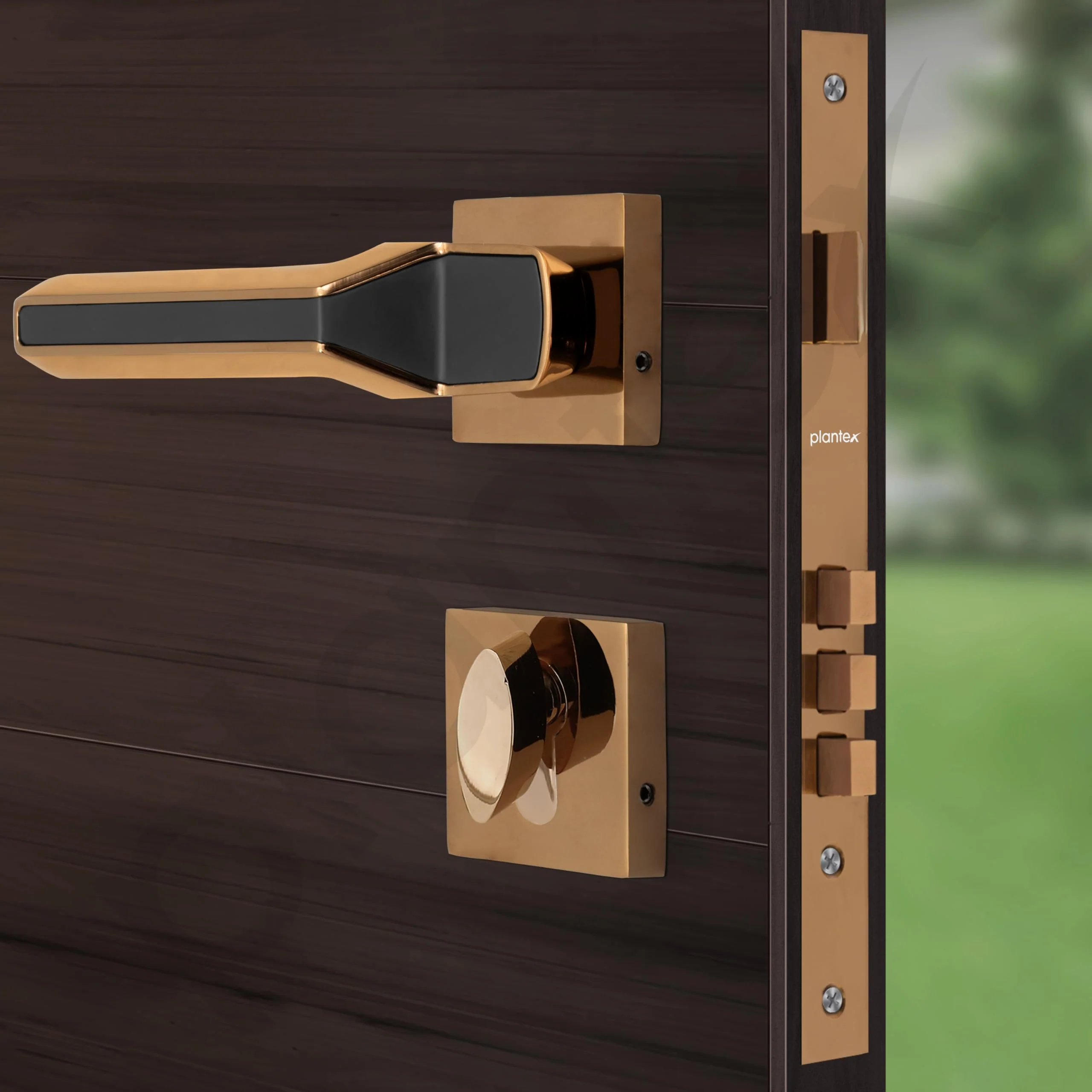 Plantex Brass, Zinc Mortise Door Lock For Main Door/Premium Handle Lock Set For Home With 3 Years Warranty (Rose Gold & Black) - Image 4