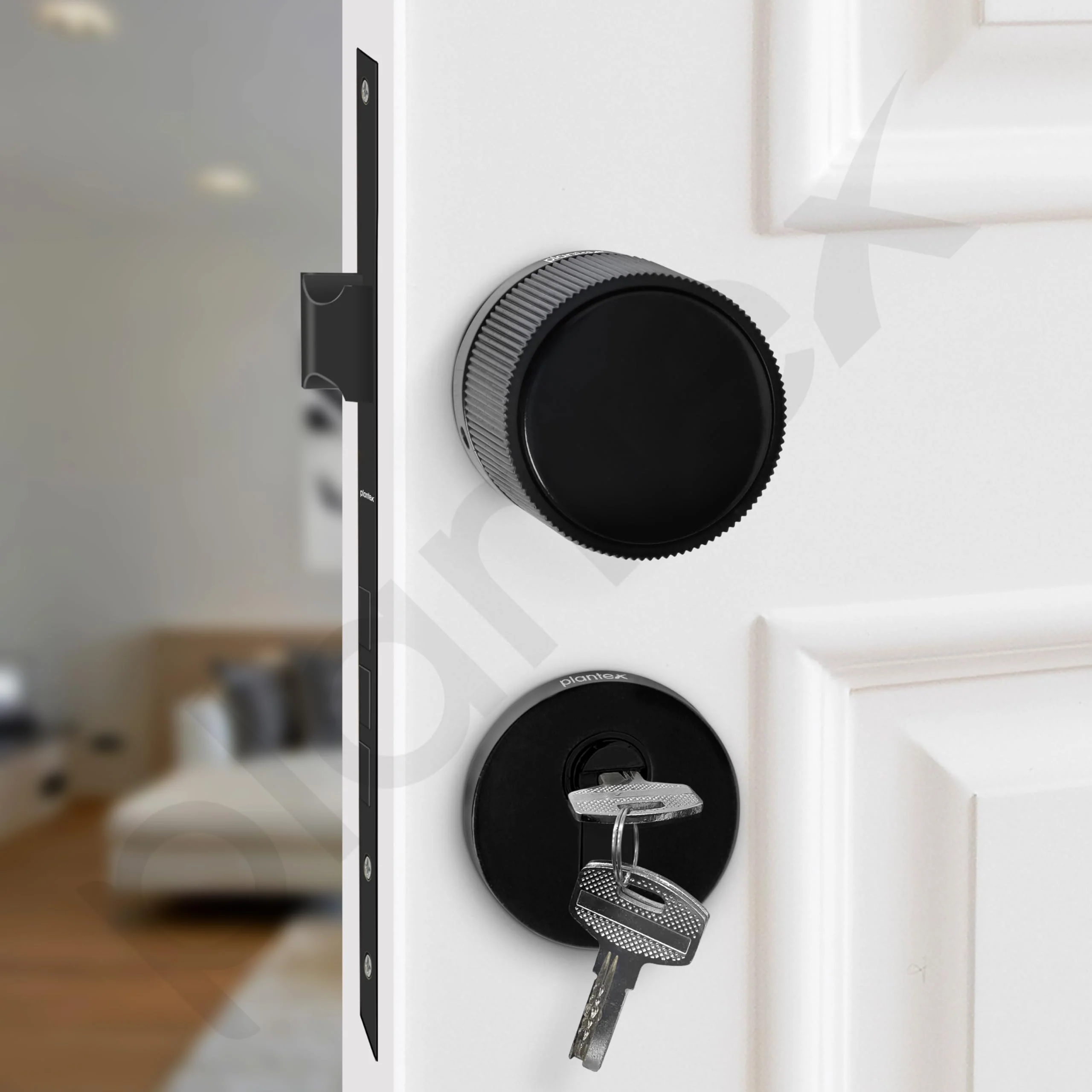 Plantex Mortise Lock for Main Door - Door Accessories (Black) - Image 6