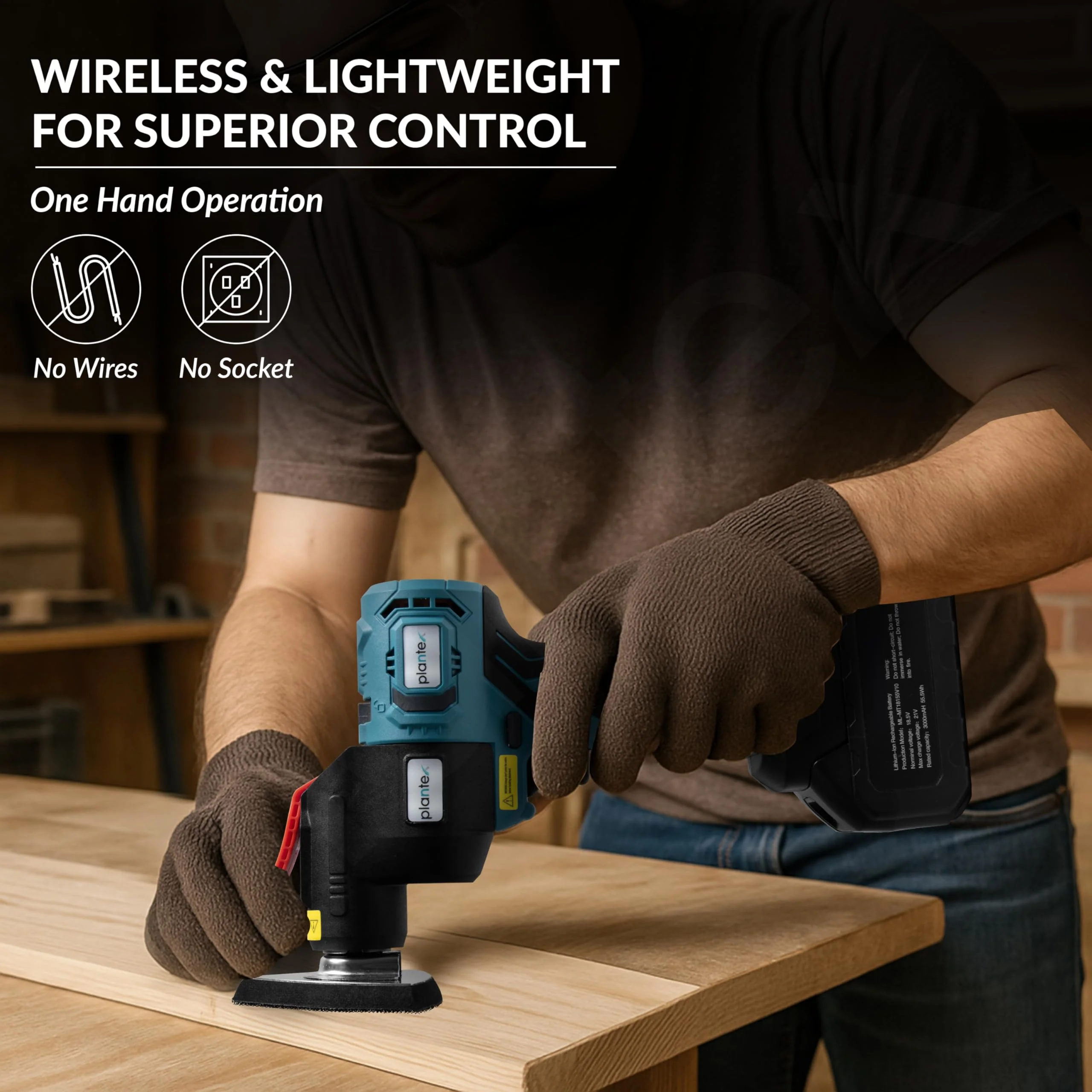Plantex Multi-Purpose Treasure Oscillating Tool – 0-21000 IPM Variable Speed, 3° Swing Angle – Powerful for Cutting, Sanding, Scraping & Grinding - Black (Mainframe, Battery & Charger Not Included) - Image 7