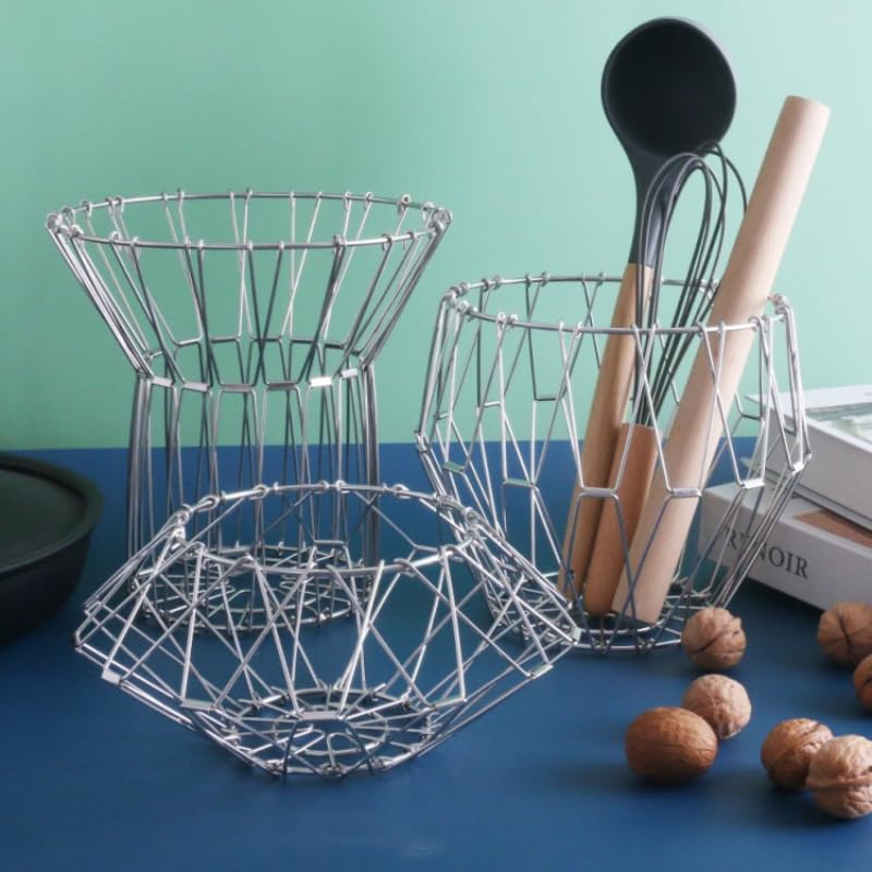 Plantex Multipurpose Stainless Steel Foldable Fruit And Vegetable Basket For Kitchen/Dining Table/Home(8 Shapes), 1 L,Oval - Image 6