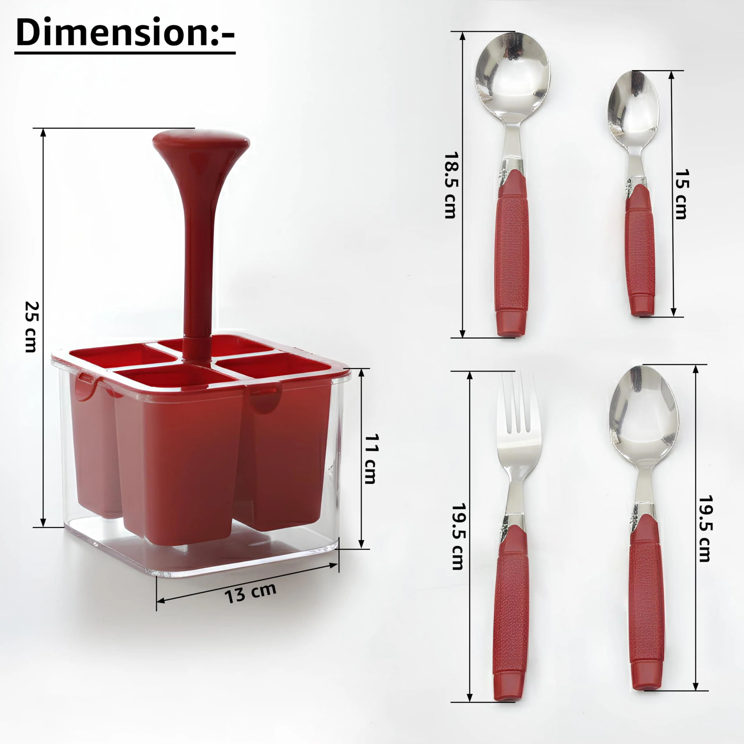Plantex Oppo Cutlery Set with Storage Box/Spoon Set/Spoon Stand for Kitchen and Dining (24 Pieces - Brown) - Image 4