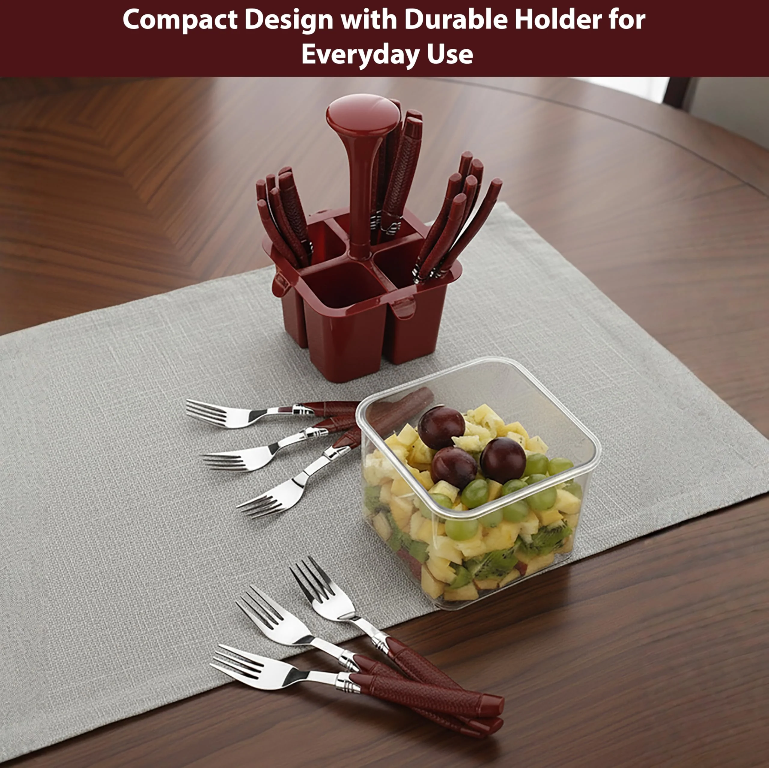 Plantex Oppo Cutlery Set with Storage Box/Spoon Set/Spoon Stand for Kitchen and Dining (24 Pieces - Brown) - Image 5