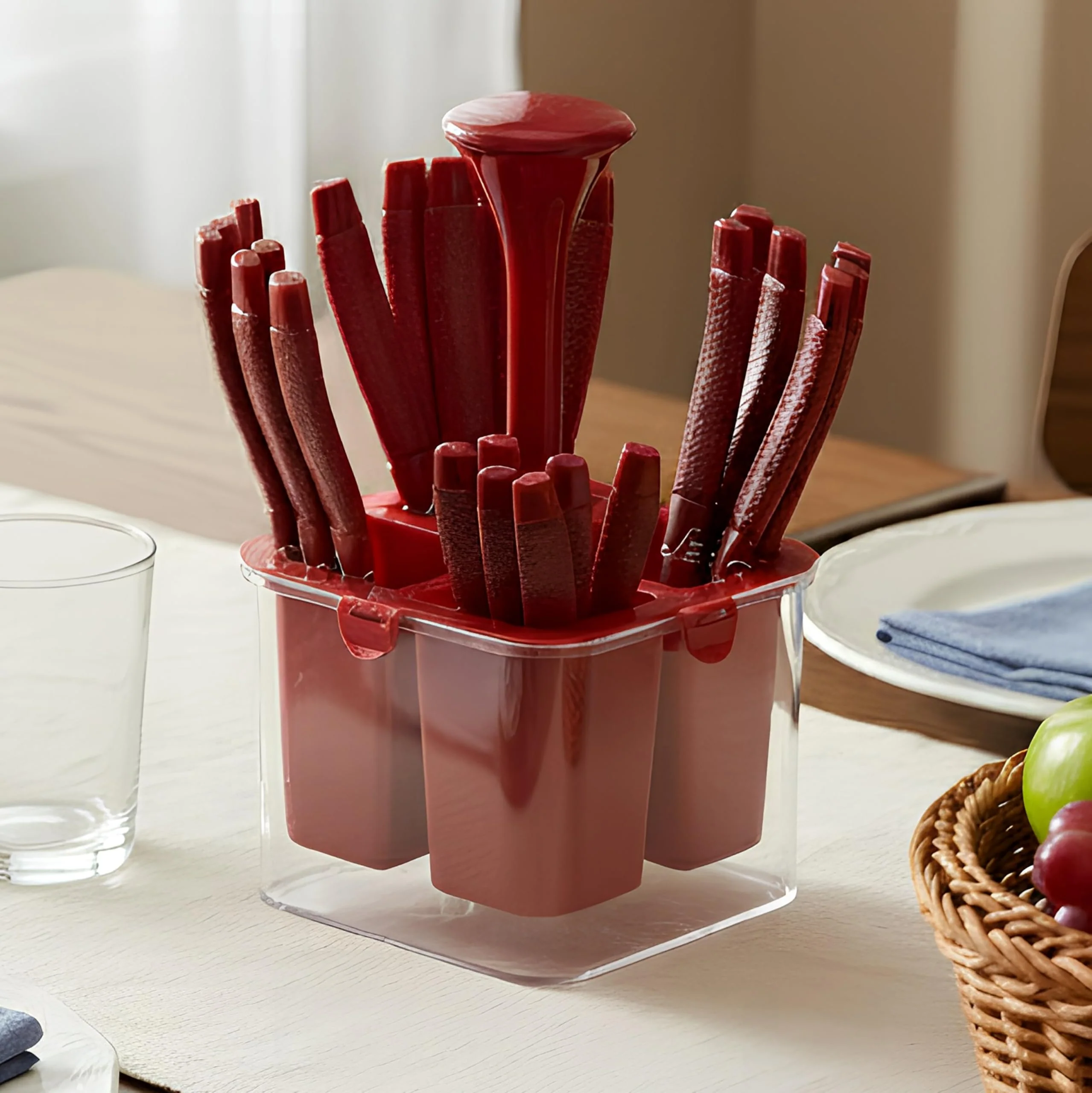 Plantex Oppo Cutlery Set with Storage Box/Spoon Set/Spoon Stand for Kitchen and Dining (24 Pieces - Brown) - Image 7