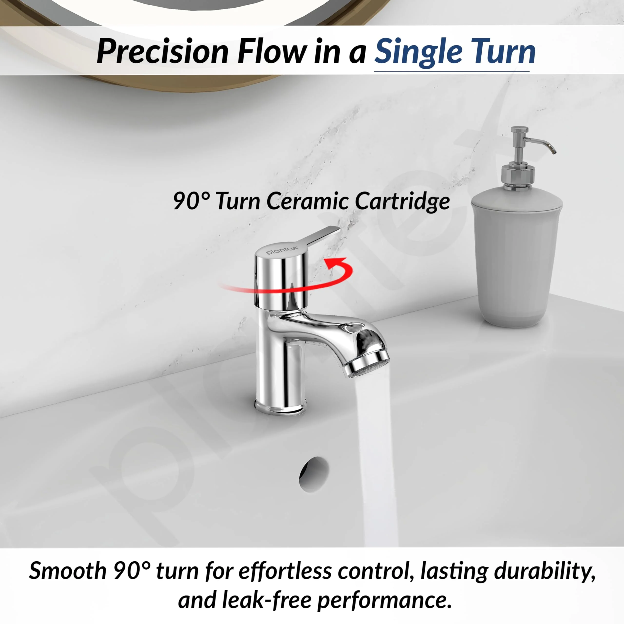 Plantex Pillar Tap for Bathroom with Water Saving Aerator and Brass Spindle/Wash Basin Tap with Teflon Tape/Single Lever Water Tap - (Rio-Chrome) - Image 5