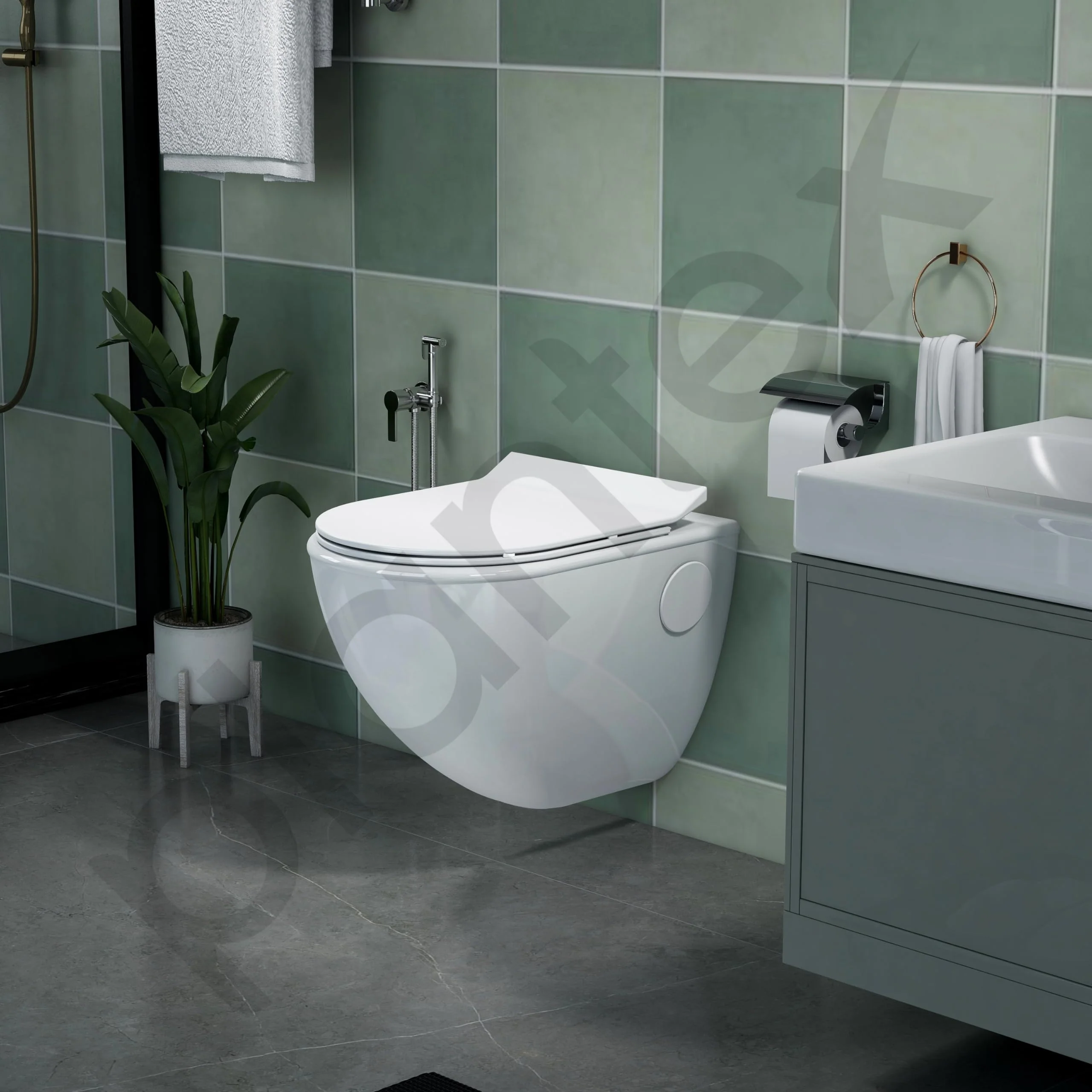 Plantex Platinum Ceramic Commode for Toilet/Rimless Wall Hung Western Toilet/Bathroom Commode With Soft Closing Toilet Seat - P Trap (White) - Image 6