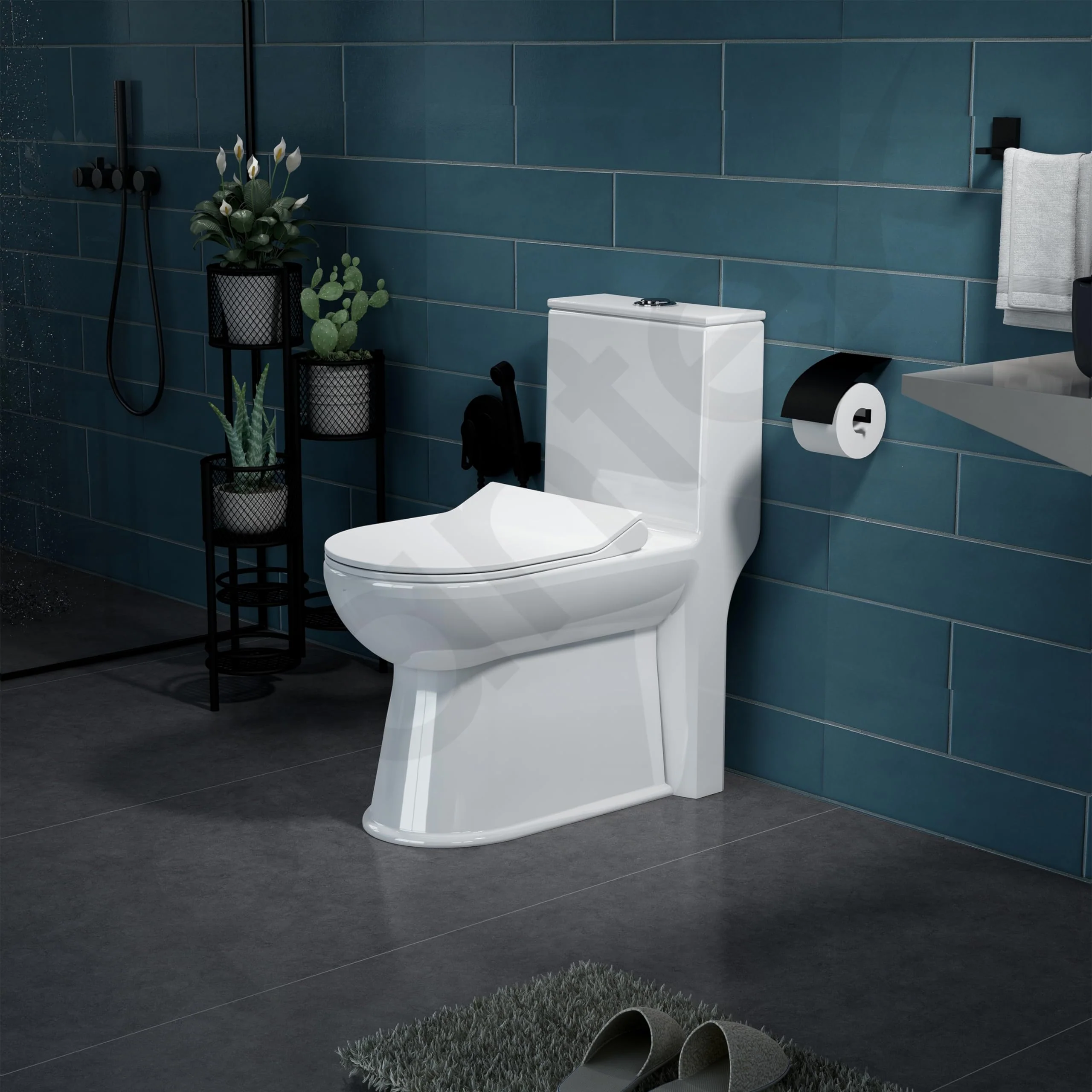 Plantex Platinum Ceramic Rimless One Piece Western Toilet/Commode for Toilet/Washdown Flush Commode With Soft Close Toilet Seat - S Trap Outlet (White) - Image 6