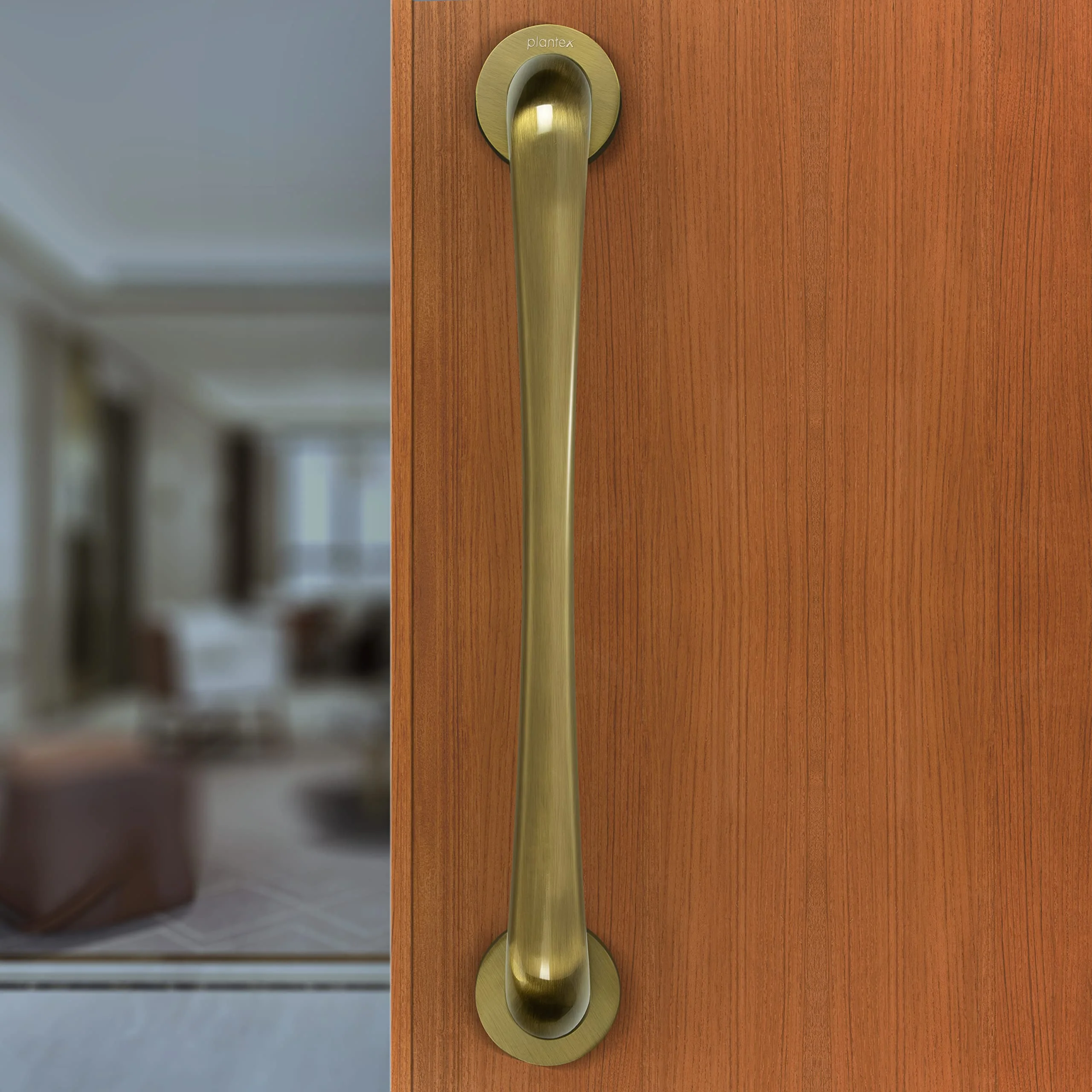 Plantex Polo 14 inches Door Handle for Main Door/Handle for Glass Door/Wooden/Push and Pull Operations/3 Years Warranty (Rich Brass Antique - Big) - Image 3