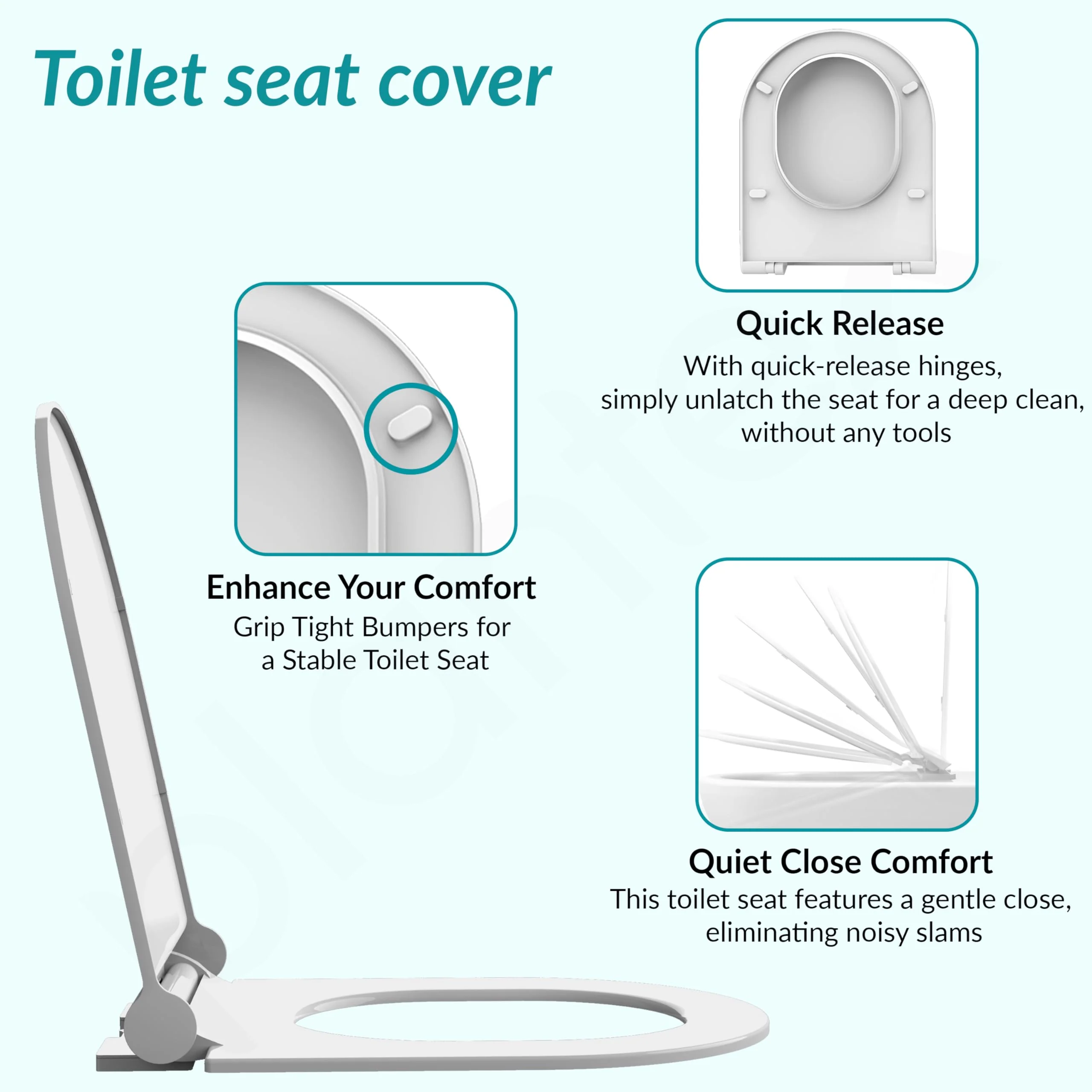 Plantex Polypropylene Toilet Seat/Western Toilet Seats For Bathroom/Soft Closing Toilet Seat/Seat For Commode - Round (Glossy White) - Image 4