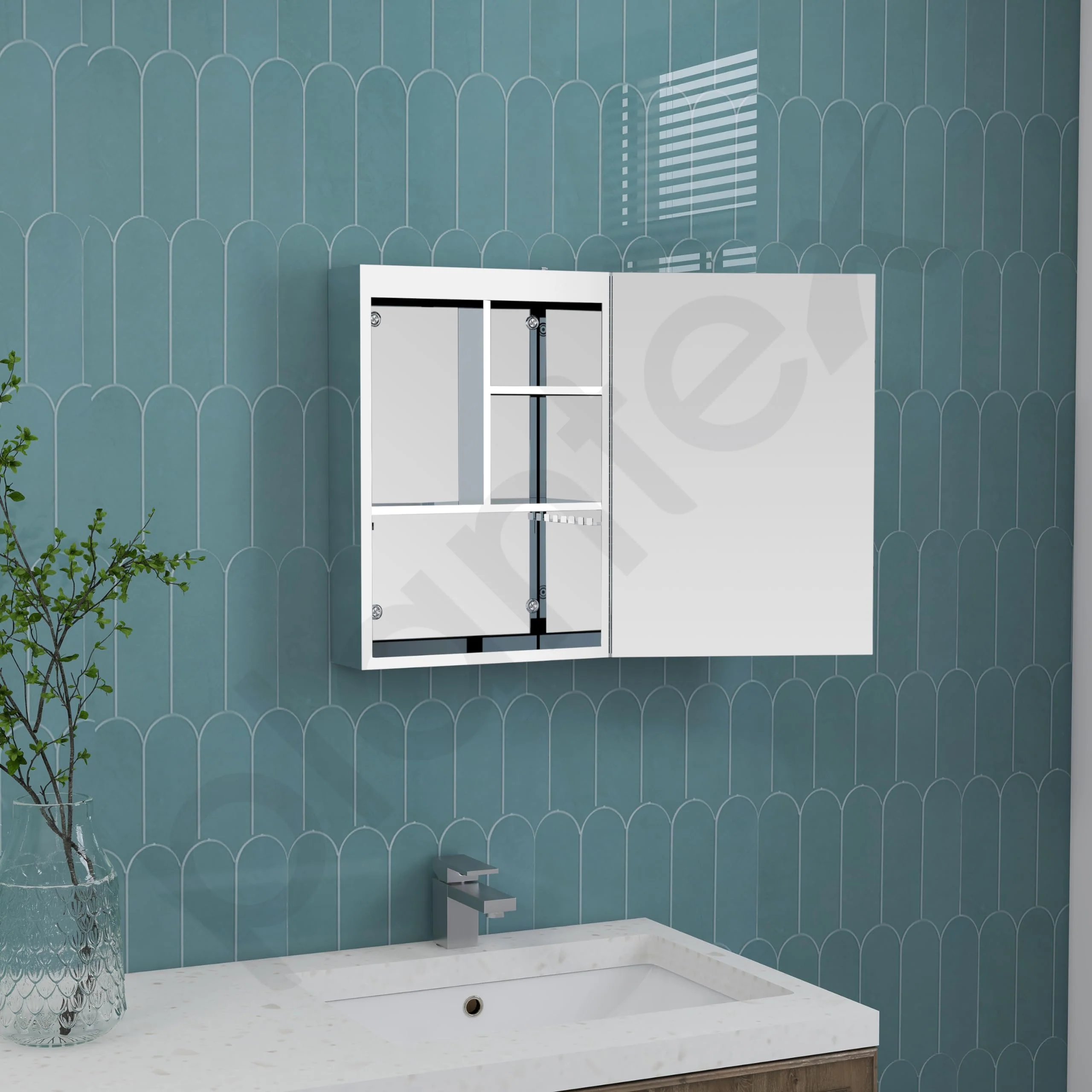 Plantex Premium 304 Stainless Steel Bathroom Cabinet with LED Mirror/Bathroom Organiser/Bathroom Shelf for Wall with Mirror (14x20 Inch-LED/Chrome) - Image 6