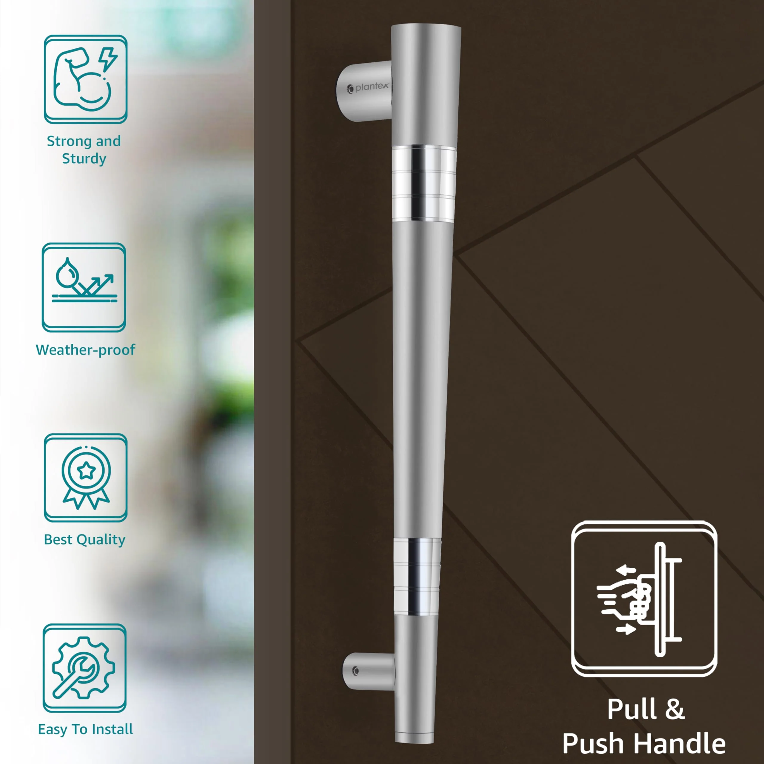 Plantex Premium Door Handle/Main Door Handle 14 inch/Pull Push Door Handle for Glass & Wooden Door – Pack of 1 (306, Satin Finish) - 3 Years Warranty - Image 3