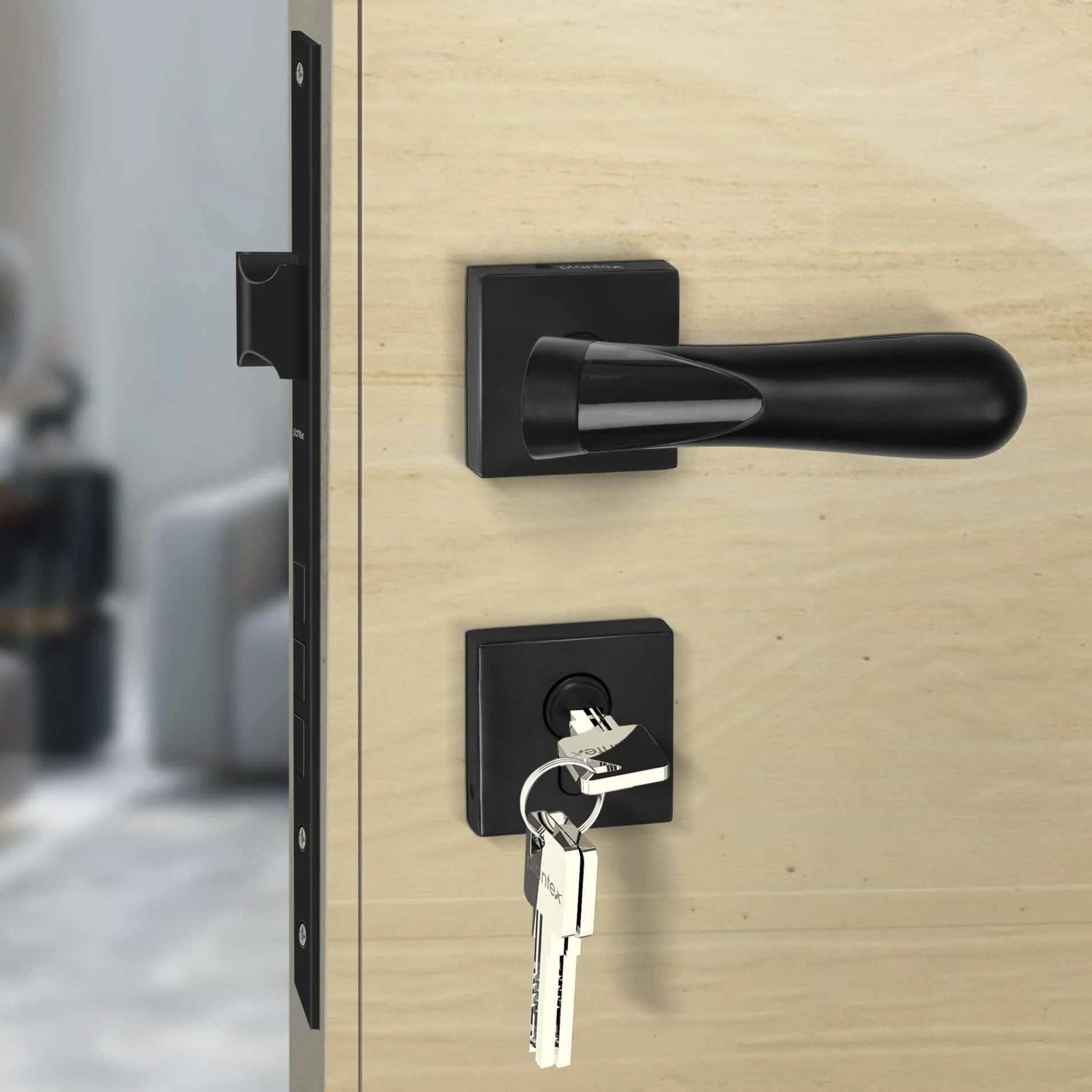 Plantex Premium Door Lock with 3 Years of Warranty/Main Door Lock for Home/Mortise Lock for Door - Main Door Lock Set (593 - Black) - Image 4