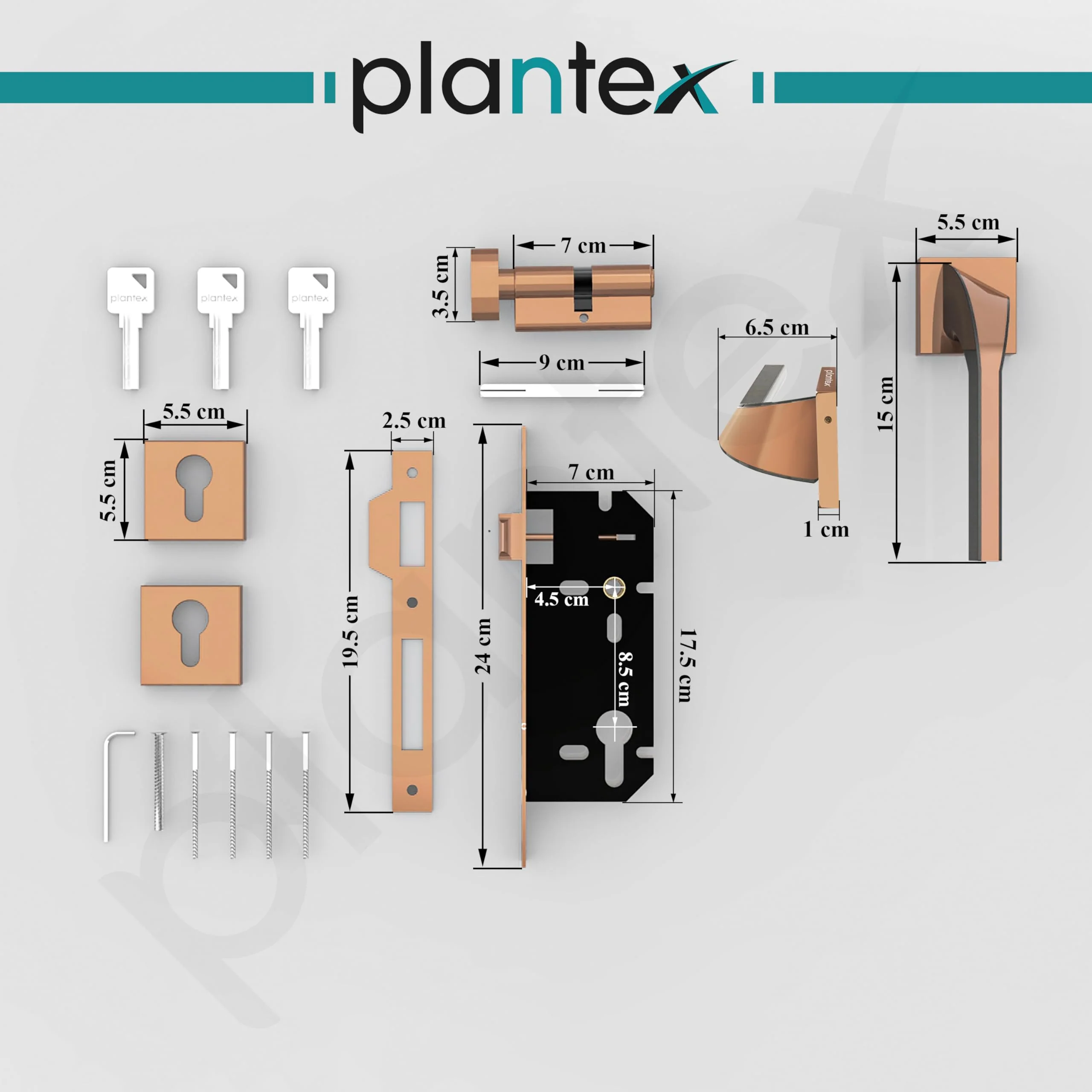 Plantex Premium Door Lock with 3 Years of Warranty/Main Door Lock for Home/Mortise Lock for Door - Main Door Lock Set (7090- PVD Choco & Satin Black Matt) - Image 3