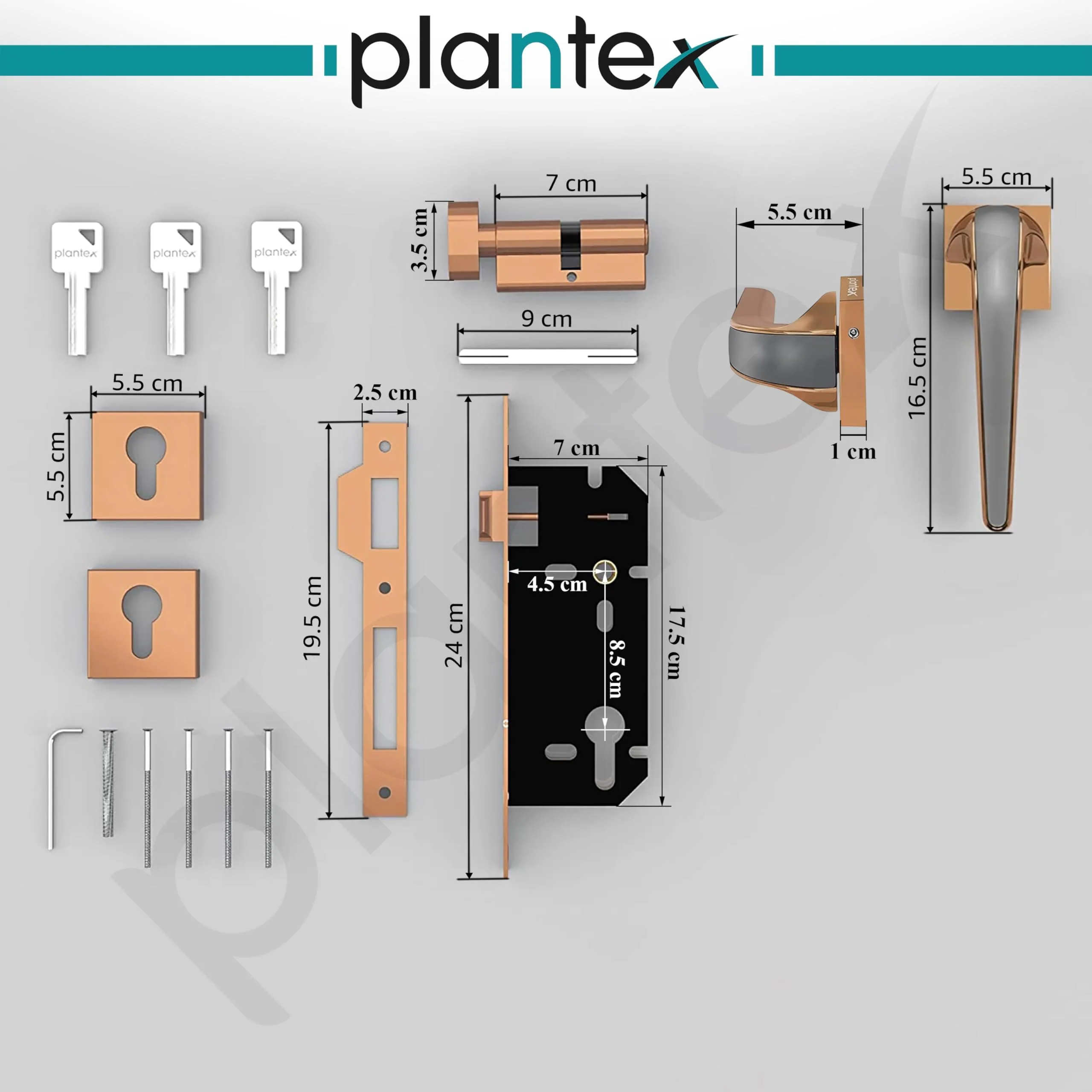 Plantex Premium Door Lock with 3 Years of Warranty/Main Door Lock for Home/Mortise Lock for Door - Main Door Lock Set (7091-PVD-Choco & Satin Black Matt) - Image 3